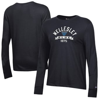 Women's Champion  Black Wellesley Blue Core Long Sleeve T-Shirt