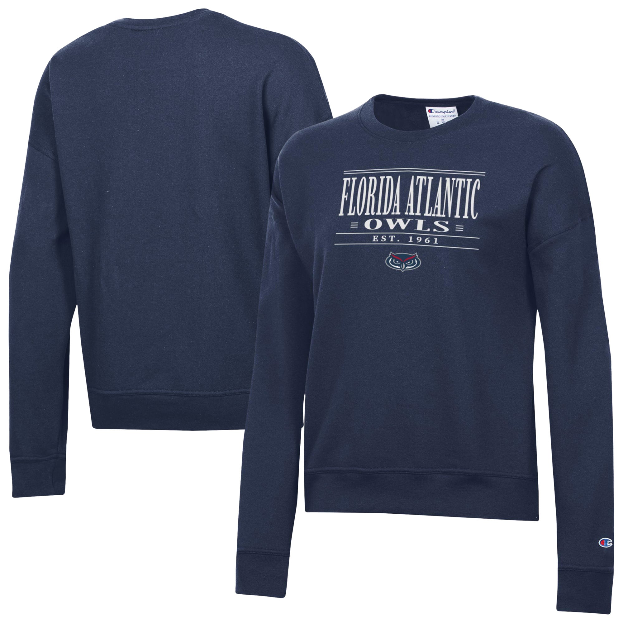 Women's Champion  Navy Florida Atlantic Owls Powerblend Pullover Sweatshirt