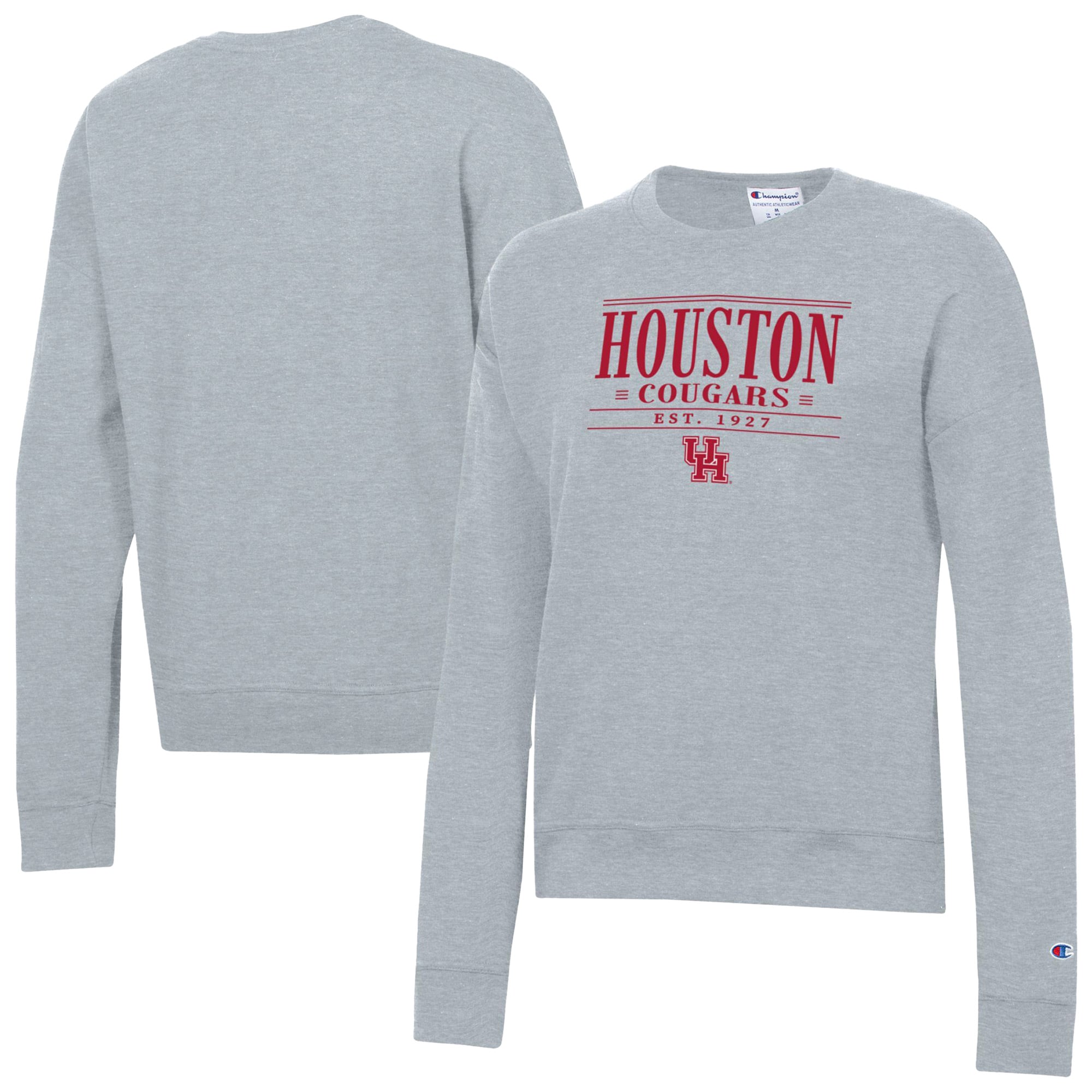 Women's Champion  Gray Houston Cougars Powerblend Pullover Sweatshirt