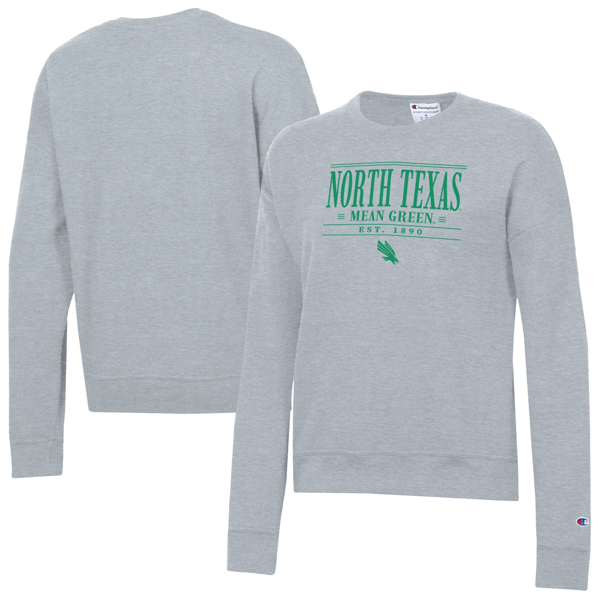 Women's Champion  Gray North Texas Mean Green Powerblend Pullover Sweatshirt