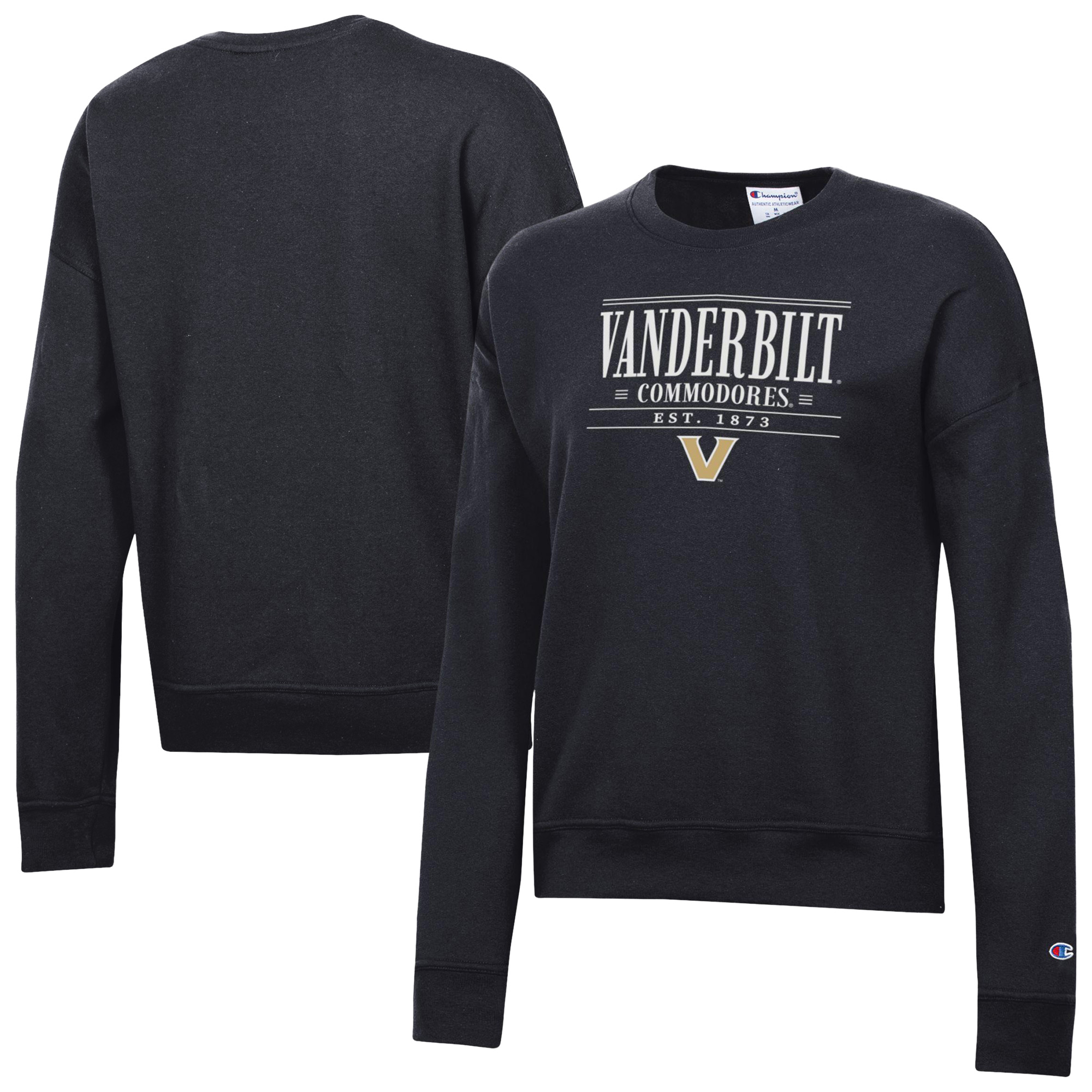 Women's Champion  Black Vanderbilt Commodores Powerblend Pullover Sweatshirt