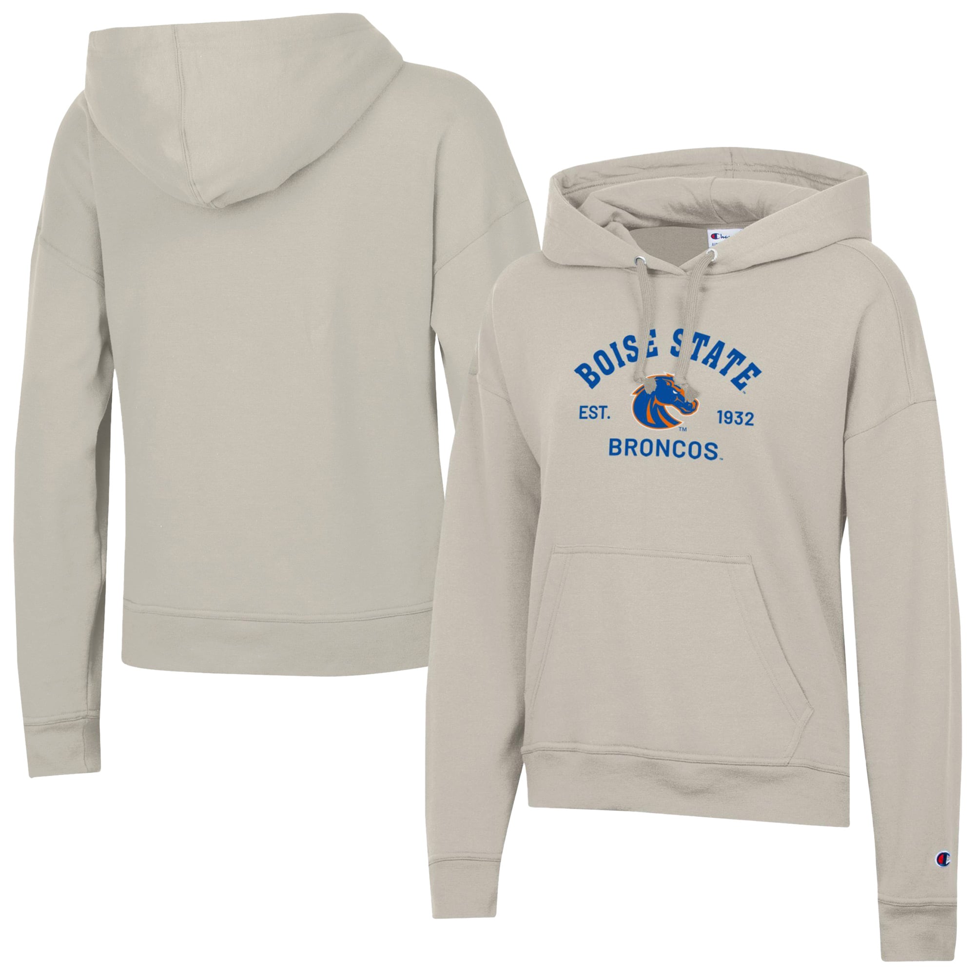 Women's Champion  Oatmeal Boise State Broncos Powerblend Fleece Pullover Hoodie