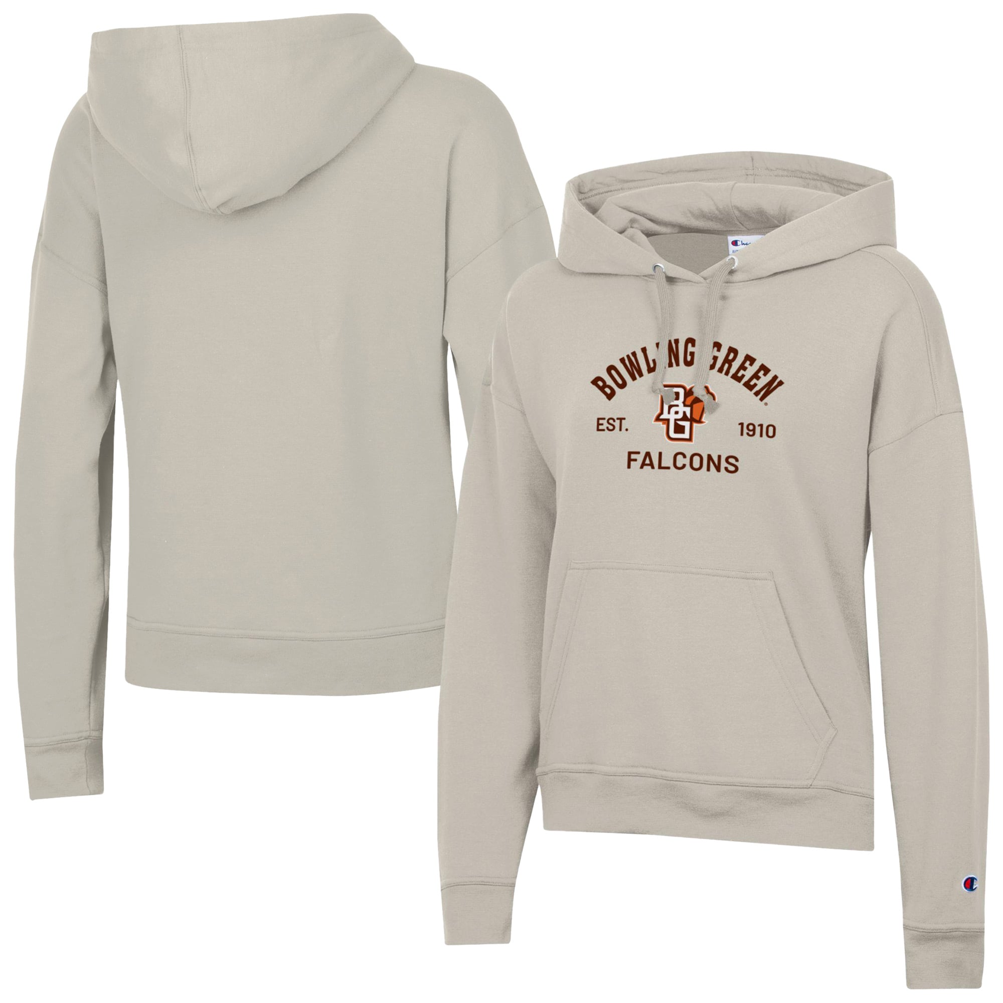 Women's Champion  Oatmeal Bowling Green St. Falcons Powerblend Fleece Pullover Hoodie
