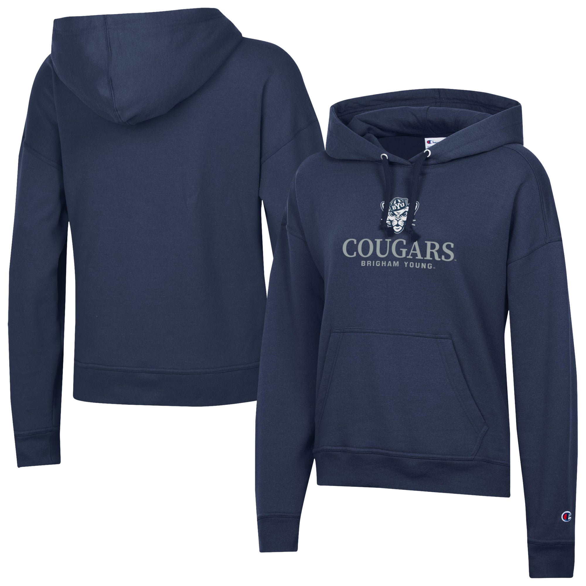 Women's Champion  Navy BYU Cougars Powerblend Fleece Pullover Hoodie