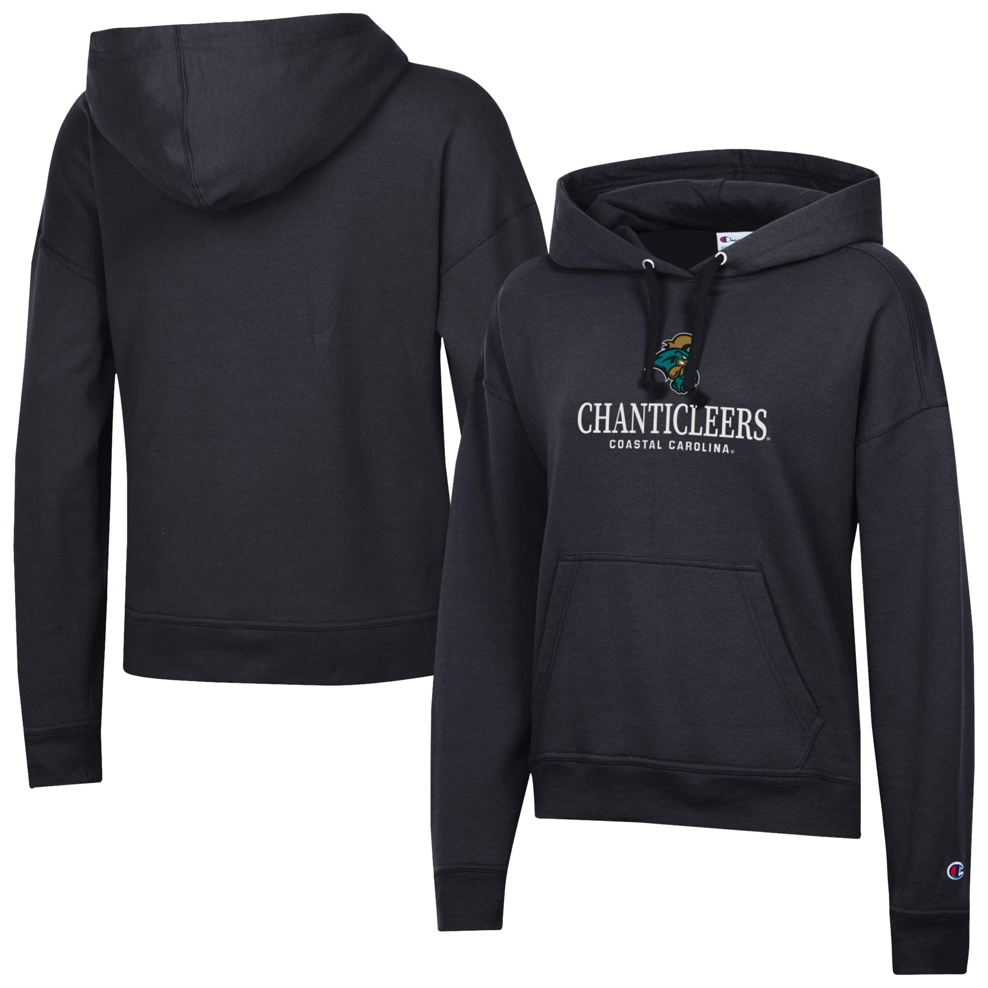 Women's Champion  Black Coastal Carolina Chanticleers Powerblend Fleece Pullover Hoodie