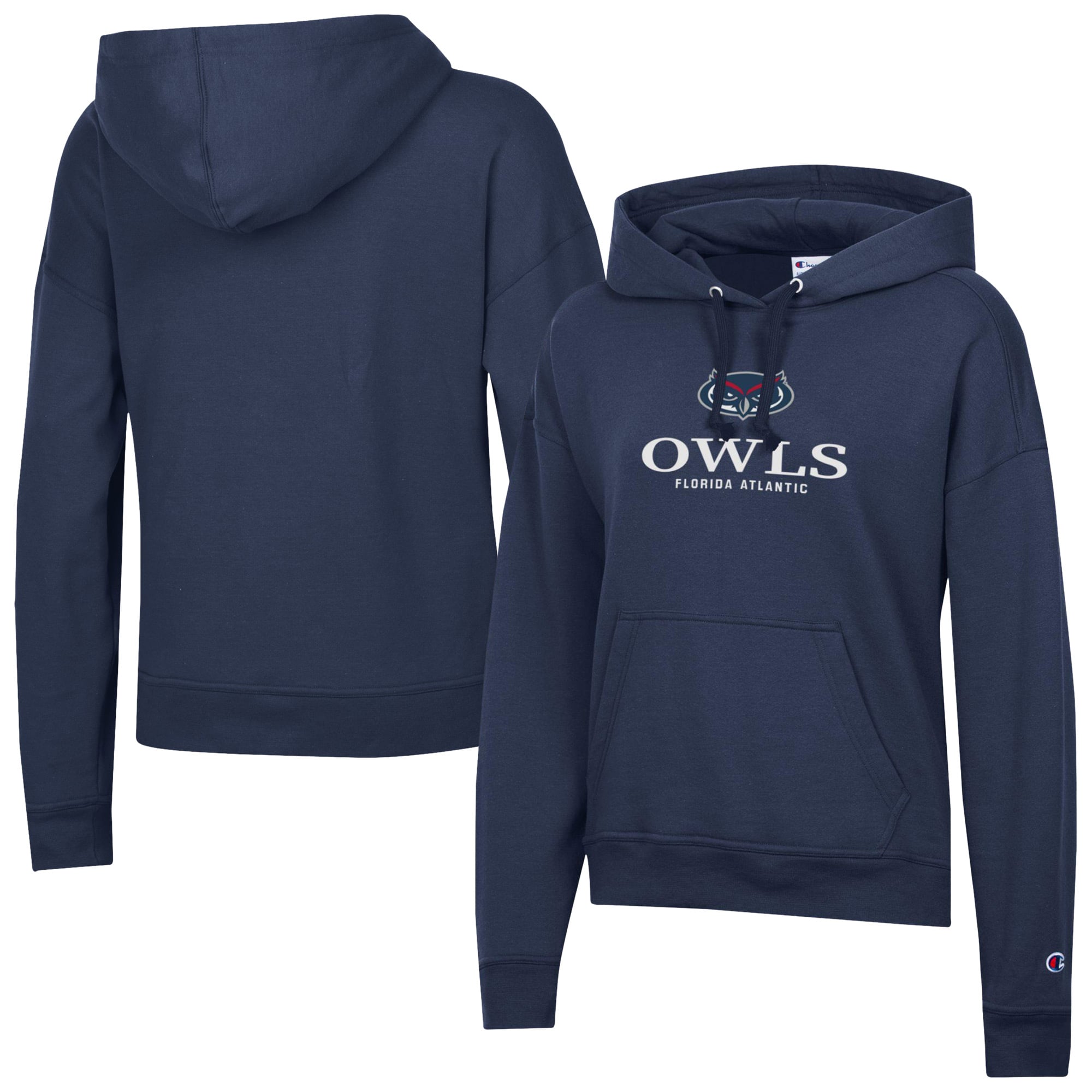 Women's Champion  Navy Florida Atlantic Owls Powerblend Fleece Pullover Hoodie