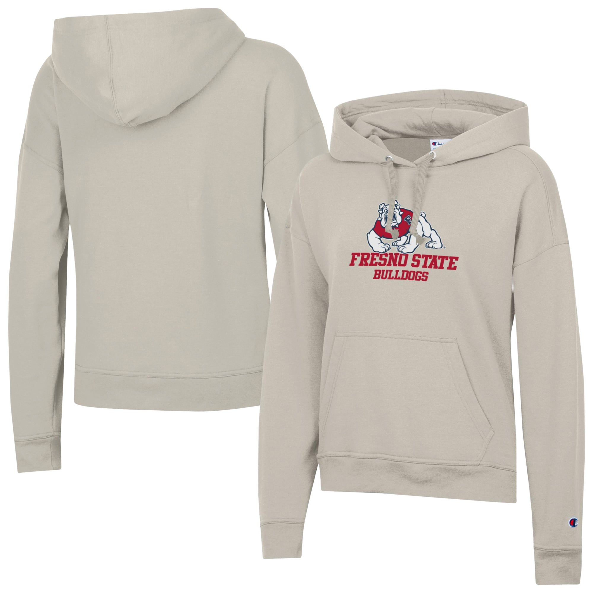 Women's Champion  Oatmeal Fresno State Bulldogs Powerblend Fleece Pullover Hoodie