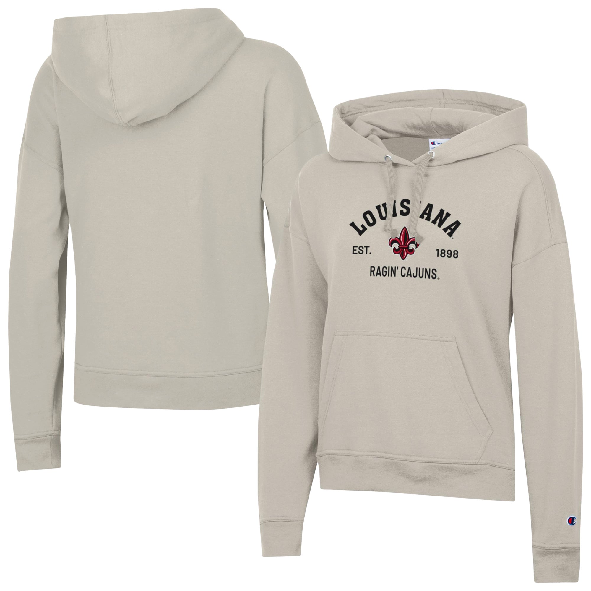 Women's Champion  Oatmeal Louisiana Ragin' Cajuns Powerblend Fleece Pullover Hoodie