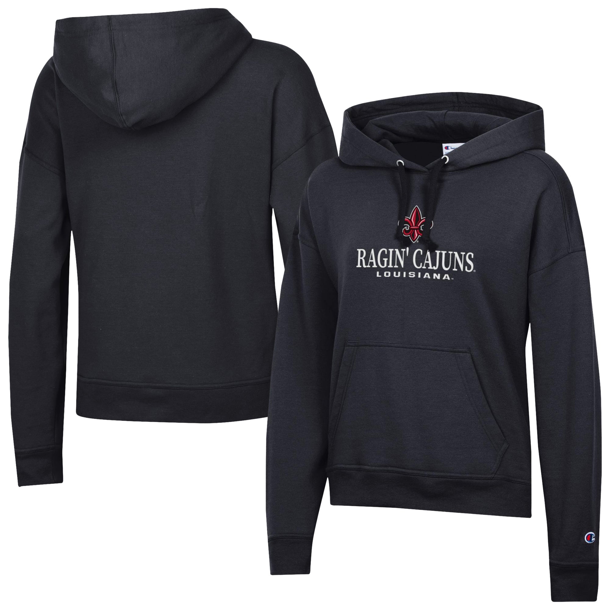 Women's Champion  Black Louisiana Ragin' Cajuns Powerblend Fleece Pullover Hoodie