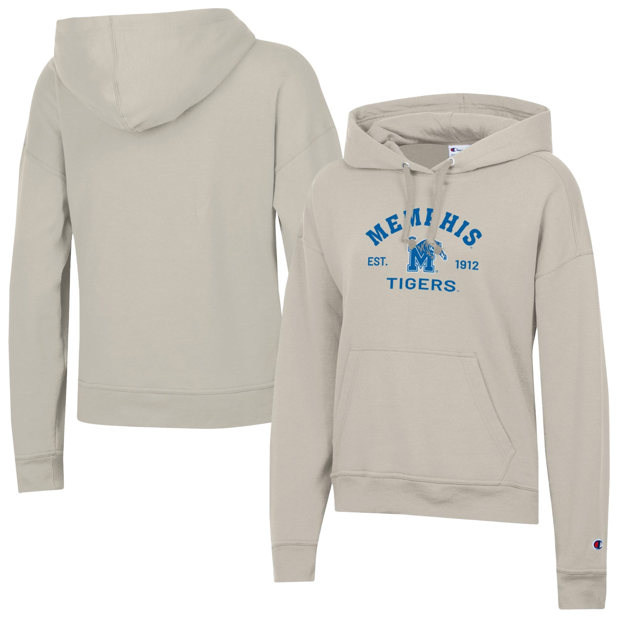 Women's Champion  Oatmeal Memphis Tigers Powerblend Fleece Pullover Hoodie