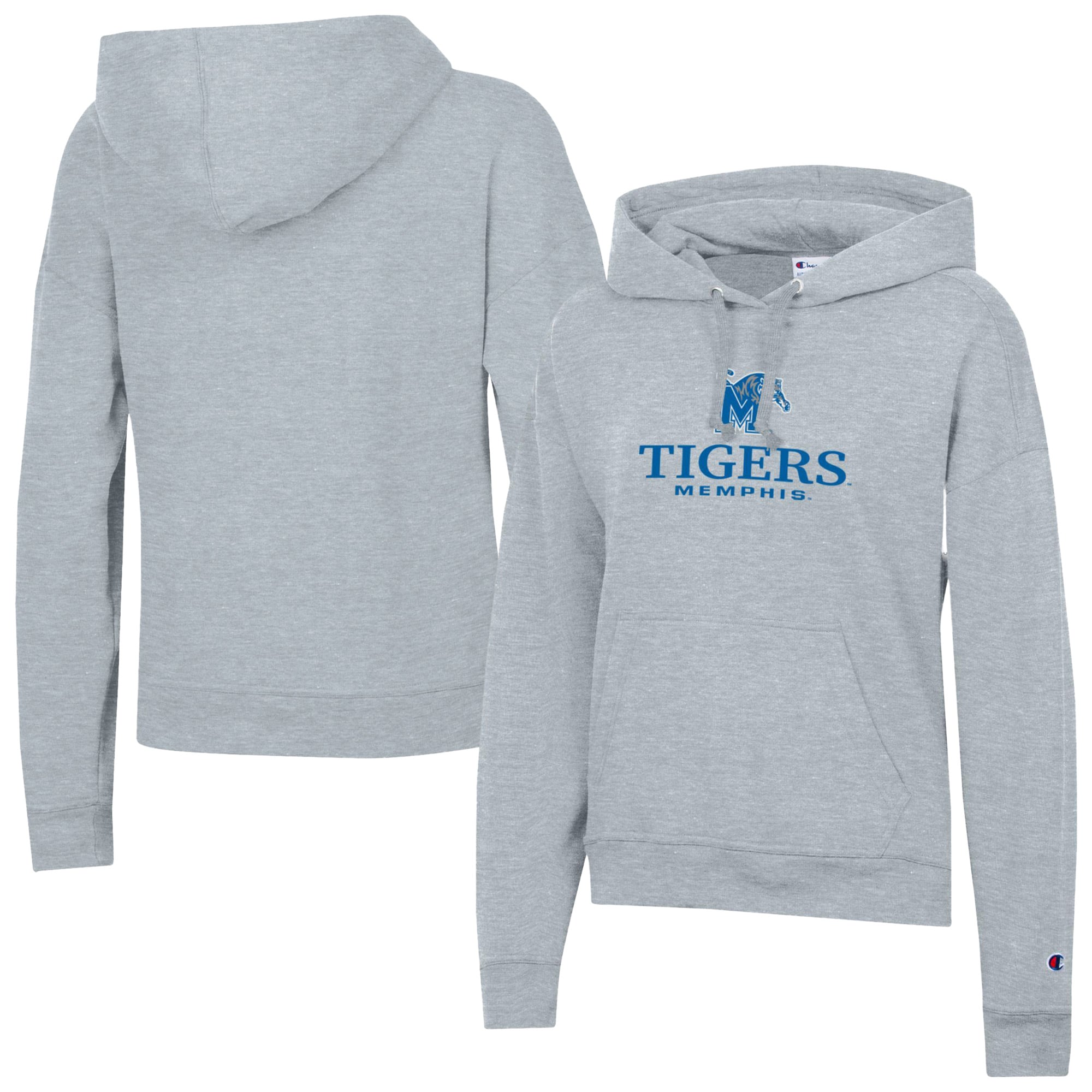 Women's Champion  Gray Memphis Tigers Powerblend Fleece Pullover Hoodie