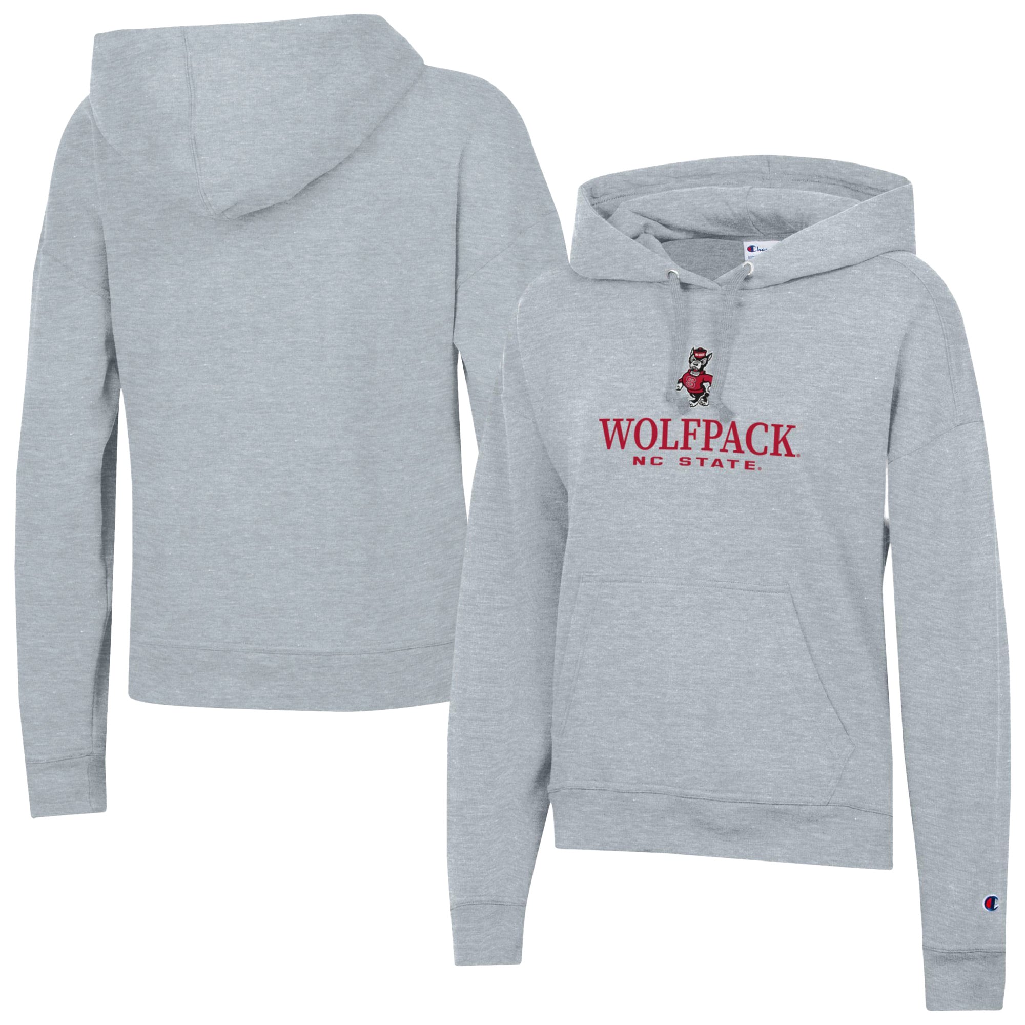 Women's Champion  Gray NC State Wolfpack Powerblend Fleece Pullover Hoodie