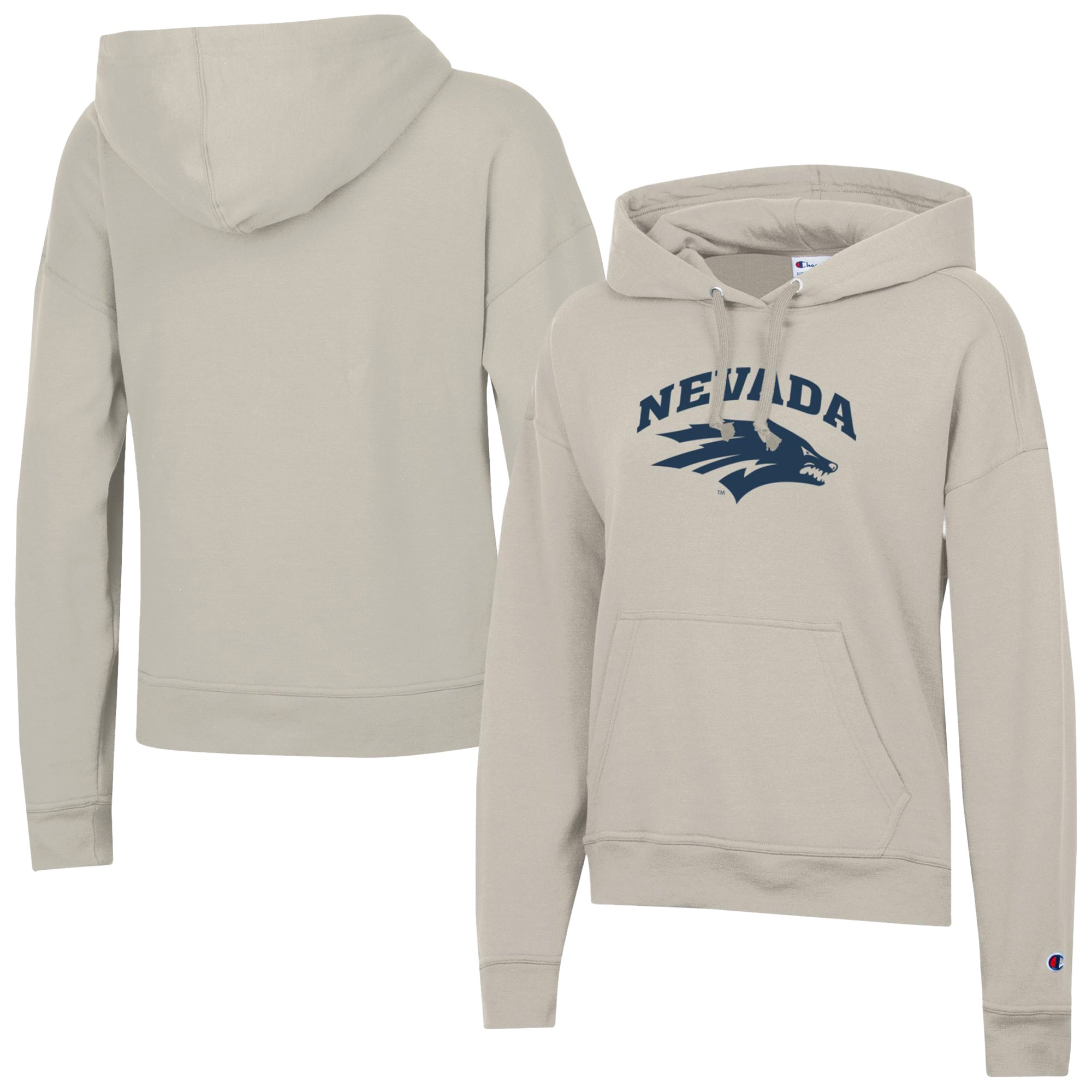 Women's Champion  Oatmeal Nevada Wolf Pack Powerblend Fleece Pullover Hoodie
