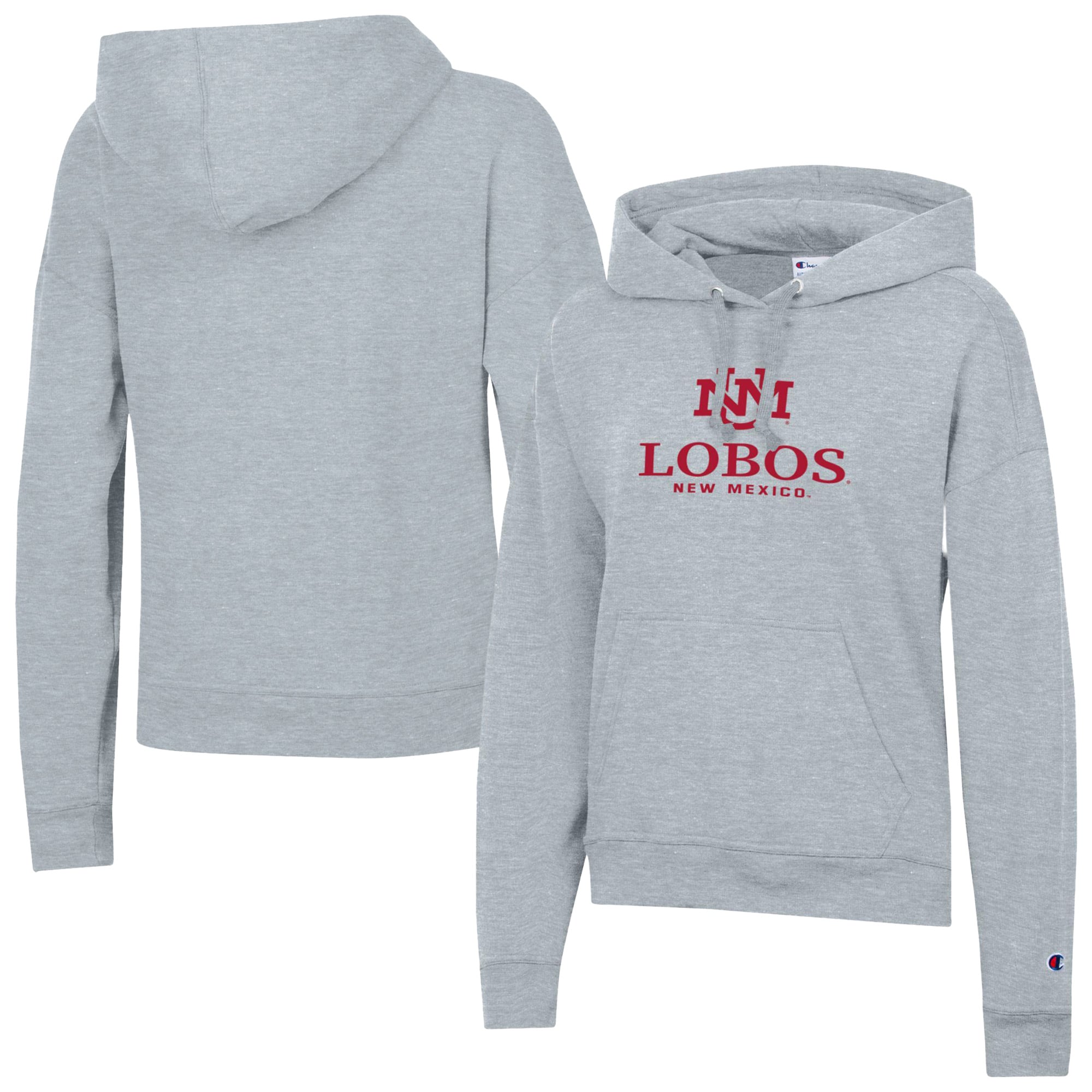Women's Champion  Gray New Mexico Lobos Powerblend Fleece Pullover Hoodie