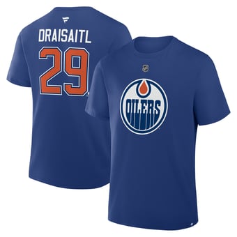Men's Fanatics Leon Draisaitl Royal Edmonton Oilers Authentic Stack Name & Number T-Shirt