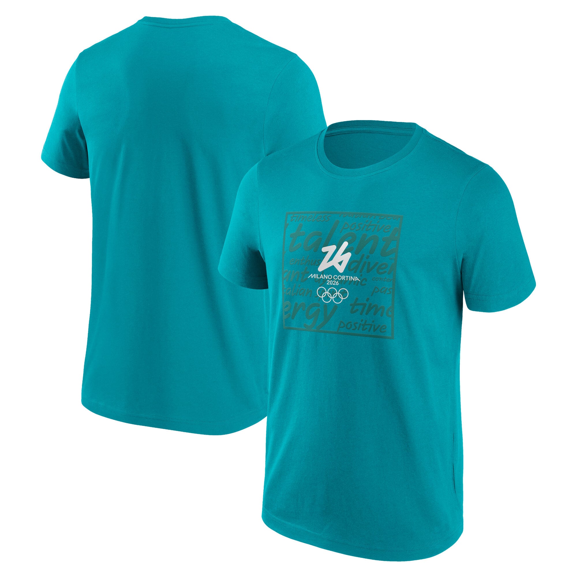 Milano Cortina 2026 Olympics Values Outline Box Graphic T-Shirt - Blu
