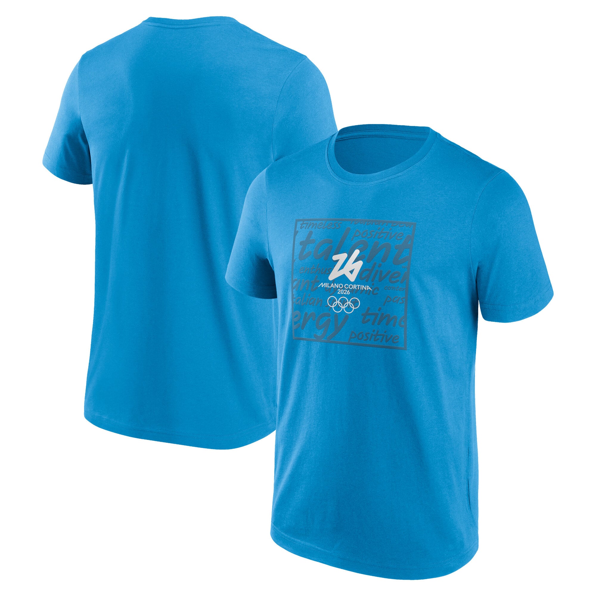 Milano Cortina 2026 Olympics Values Outline Box Graphic T-Shirt - Blu