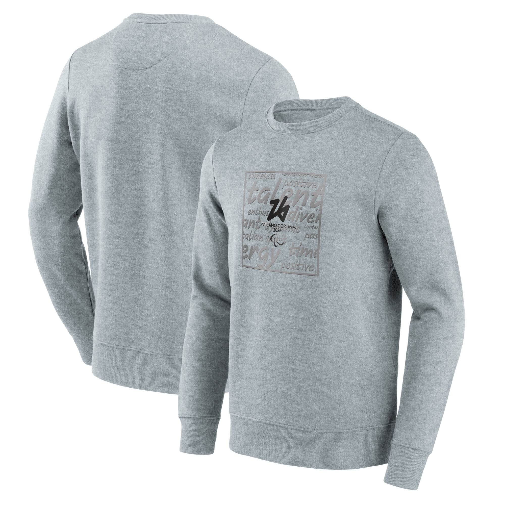 Milano Cortina 2026 Paralympics Values Outline Box Graphic Felpa girocollo - Grigio