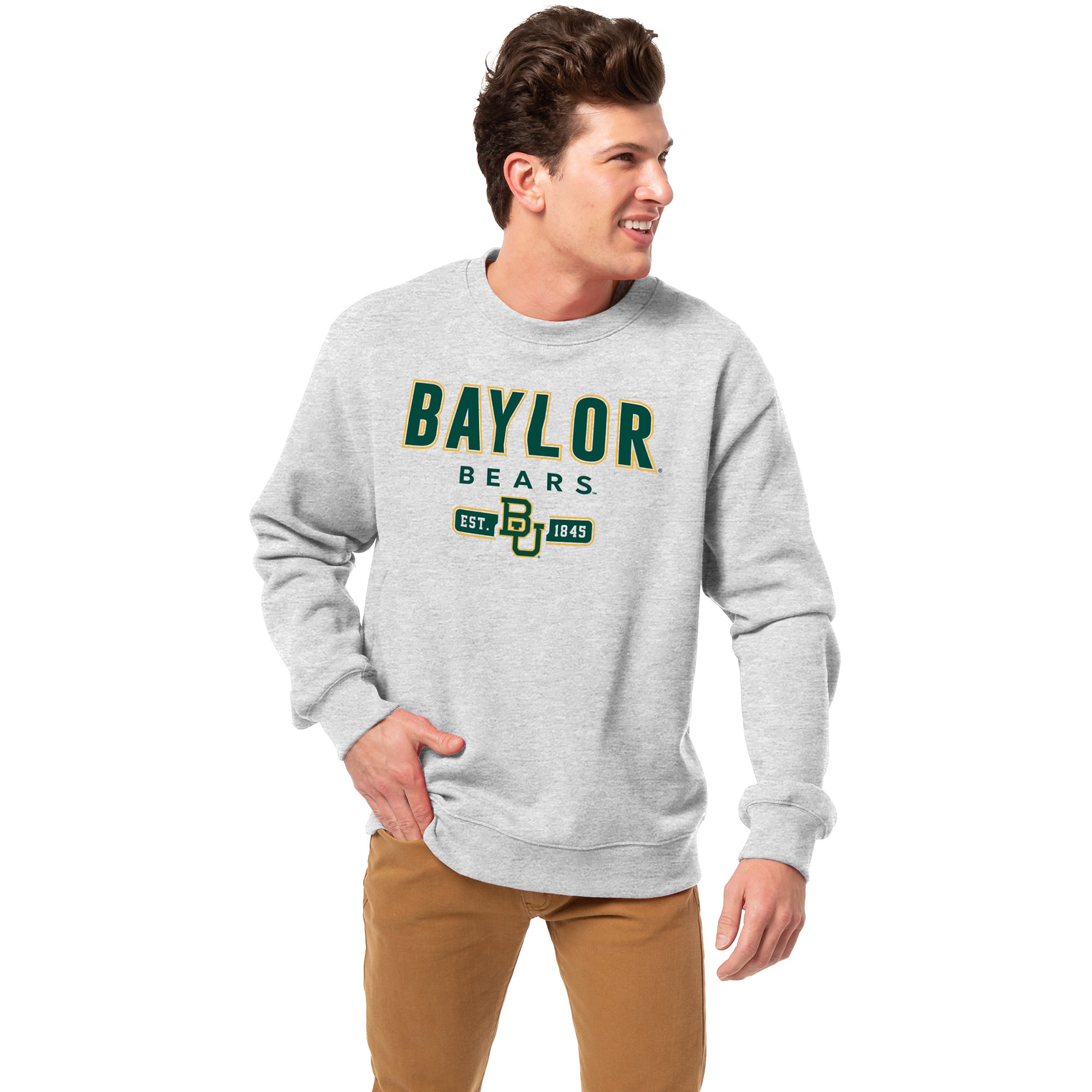 Men's League Collegiate Wear  Heather Gray Baylor Bears Essentials 2.0 Pullover Sweatshirt