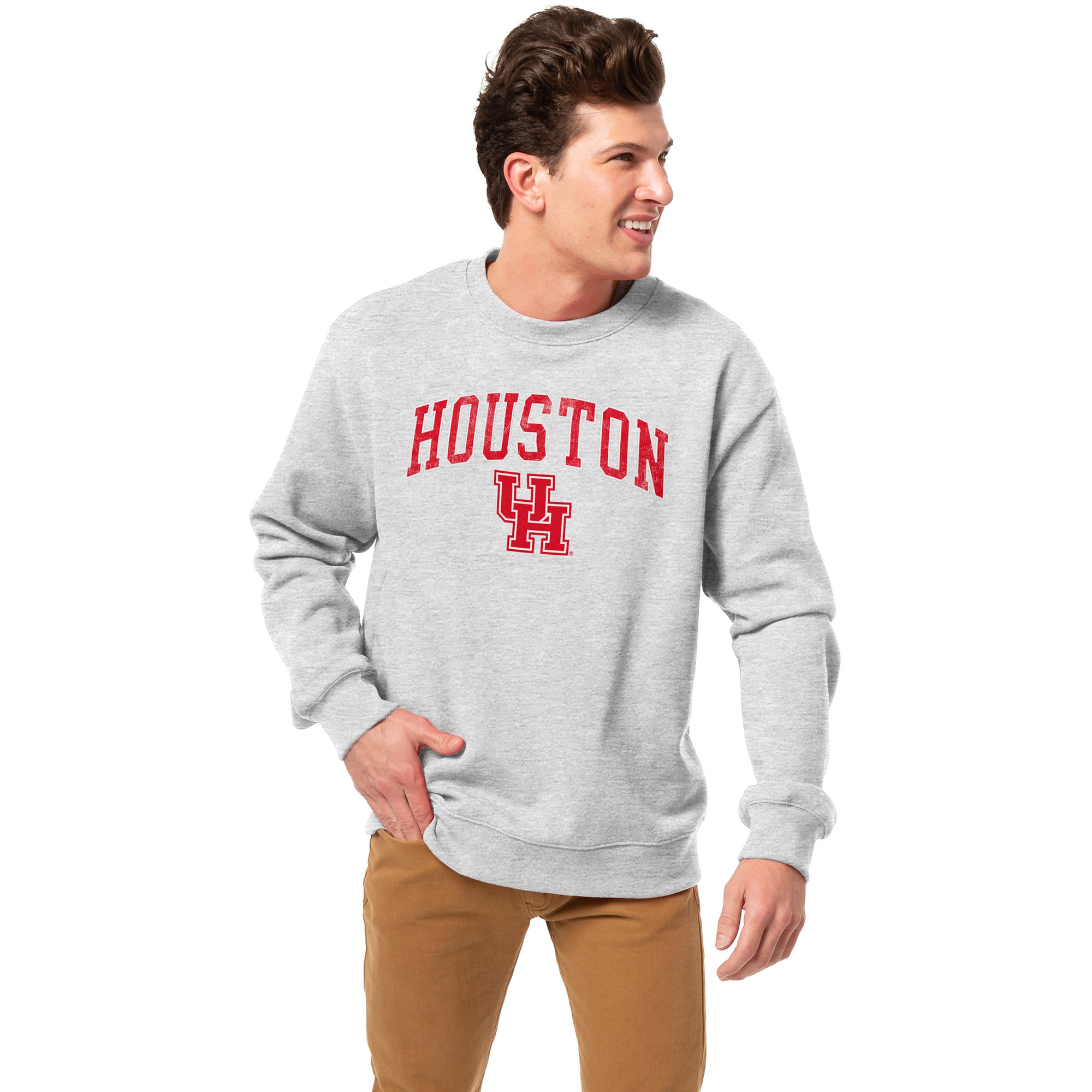 Men's League Collegiate Wear  Heather Gray Houston Cougars Essentials 2.0 Pullover Sweatshirt