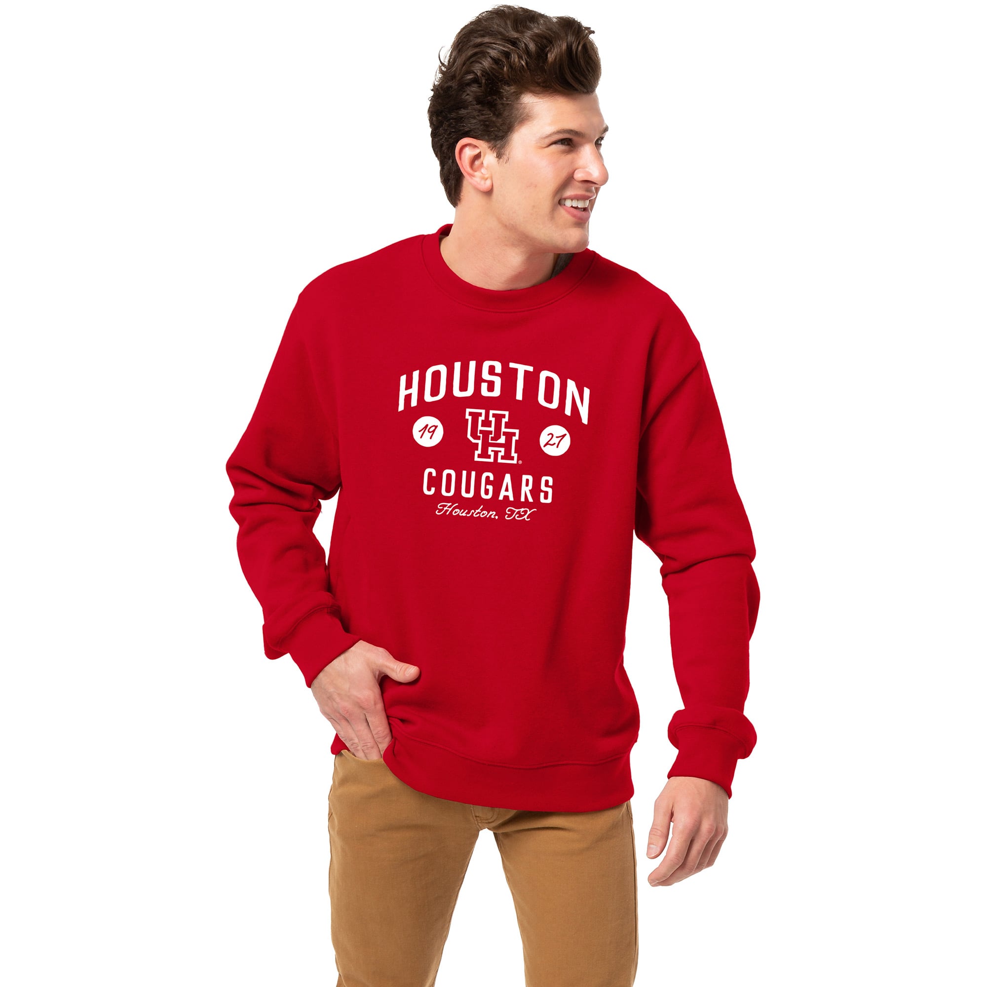 Men's League Collegiate Wear  Red Houston Cougars Essentials 2.0 Pullover Sweatshirt