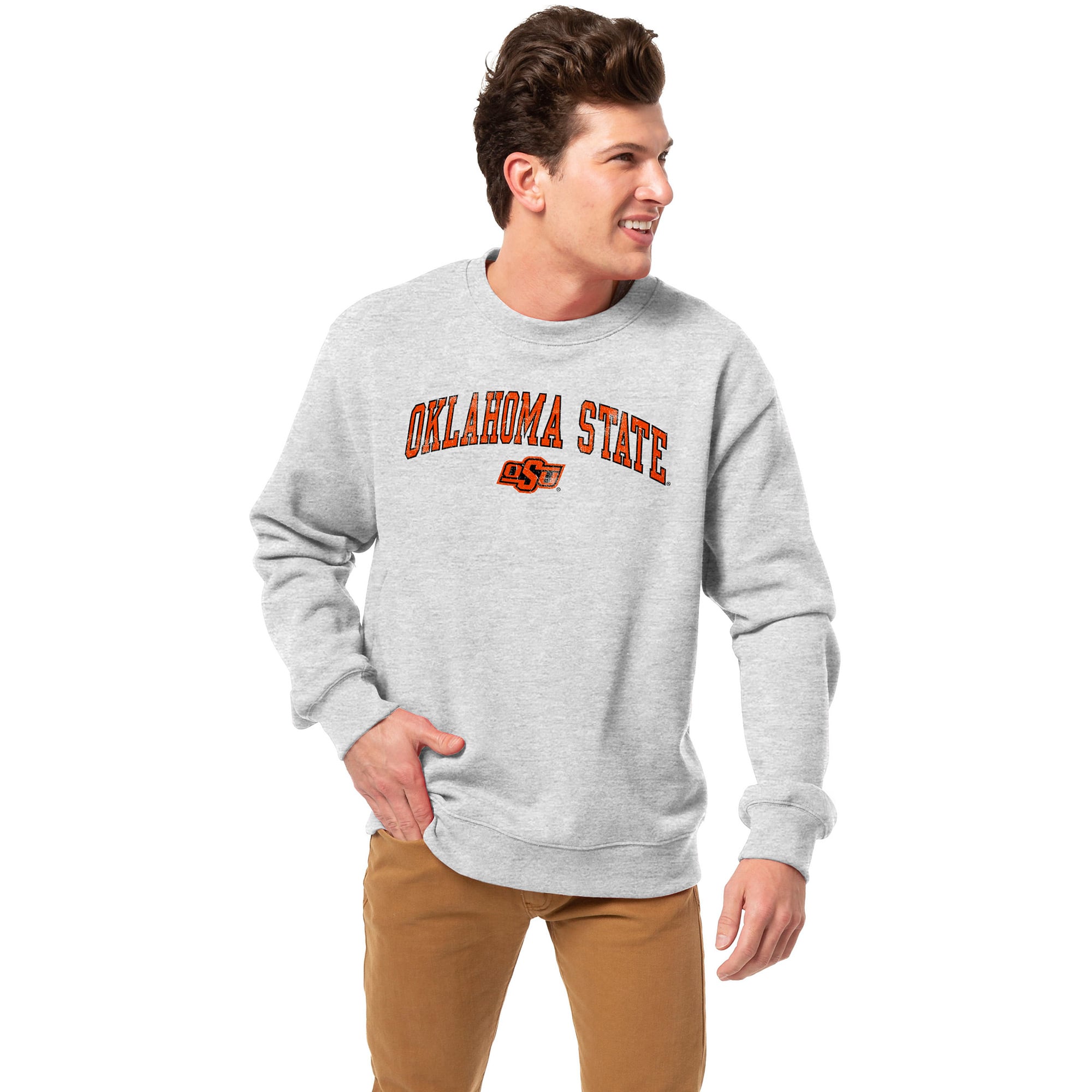 Men's League Collegiate Wear  Heather Gray Oklahoma State Cowboys Essentials 2.0 Pullover Sweatshirt