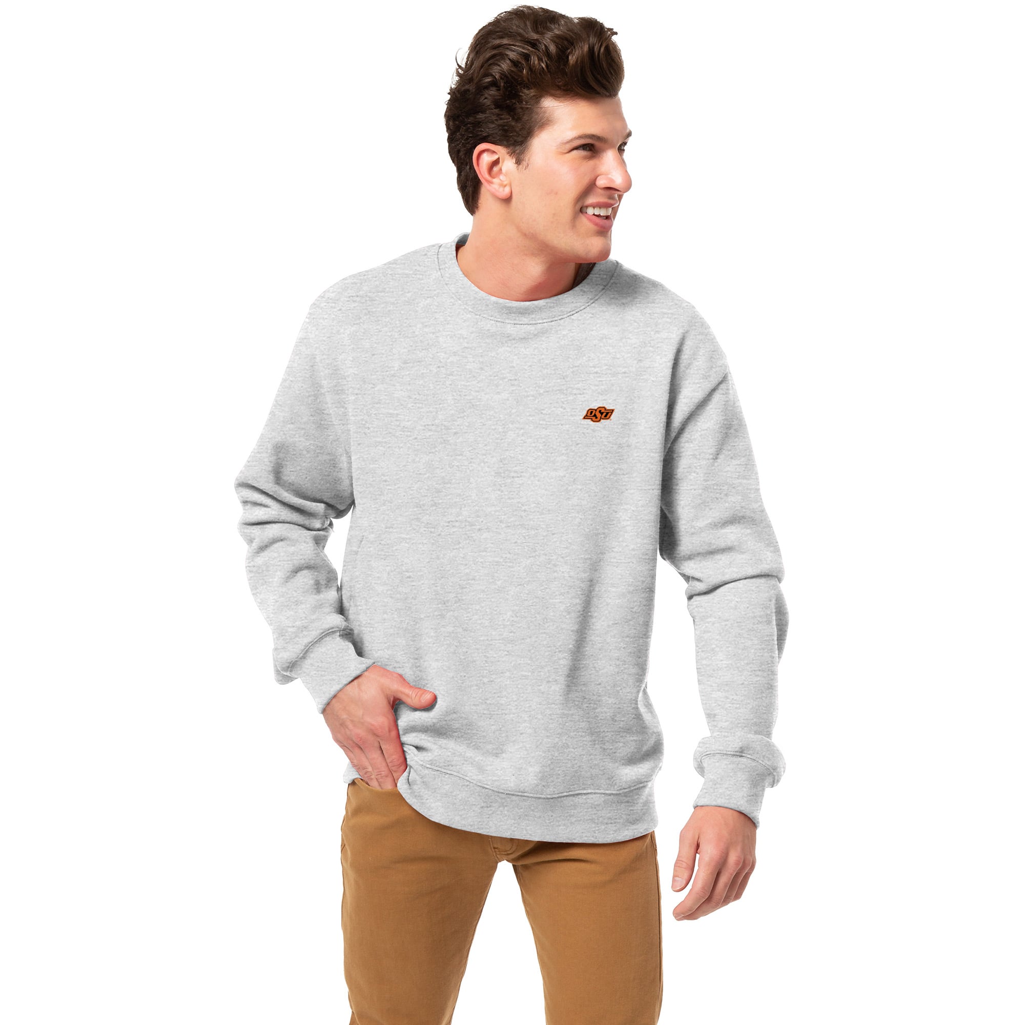 Men's League Collegiate Wear  Heather Gray Oklahoma State Cowboys Essentials 2.0 Pullover Sweatshirt
