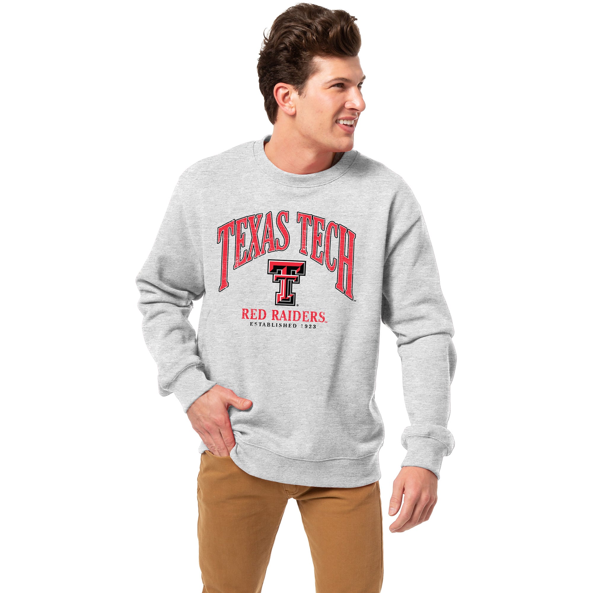 Men's League Collegiate Wear Heather Gray Texas Tech Red Raiders Essentials 2.0 Pullover Sweatshirt