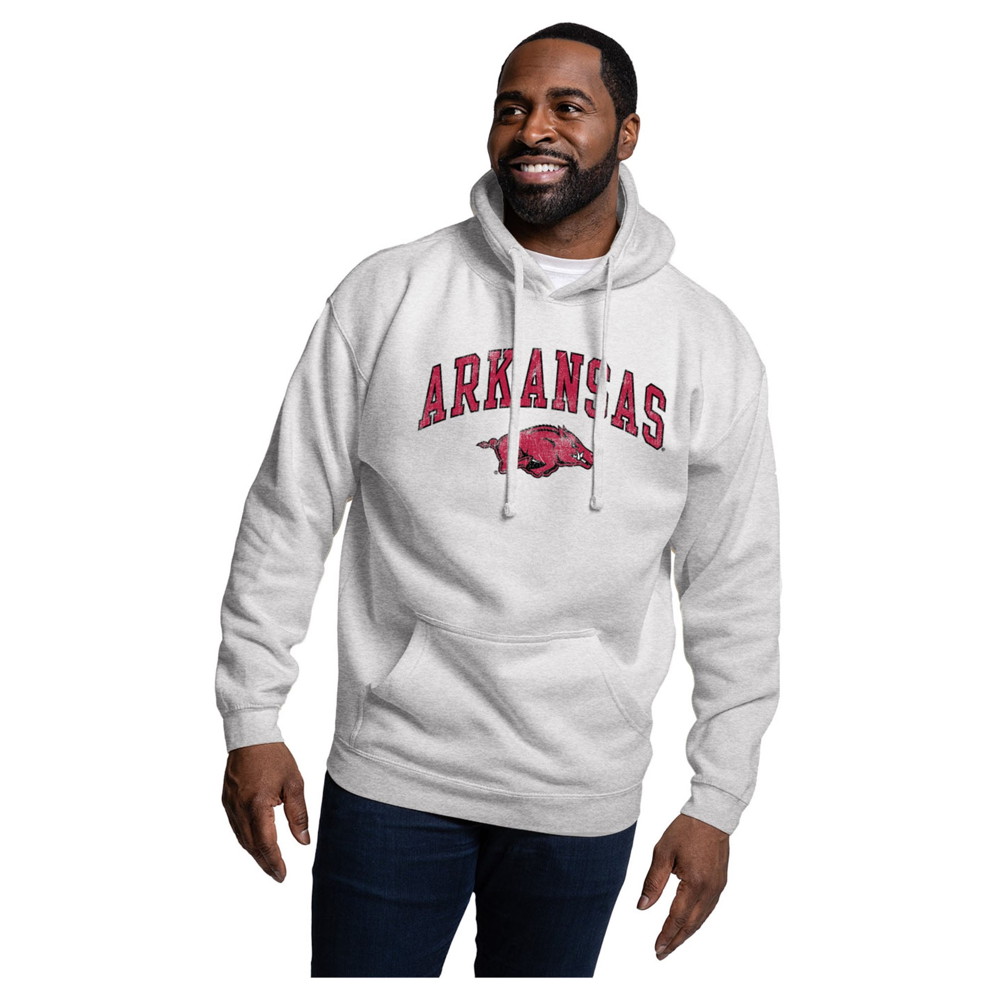 Men's League Collegiate Wear  Heather Gray Arkansas Razorbacks Essentials 2.0 Fleece Pullover Hoodie