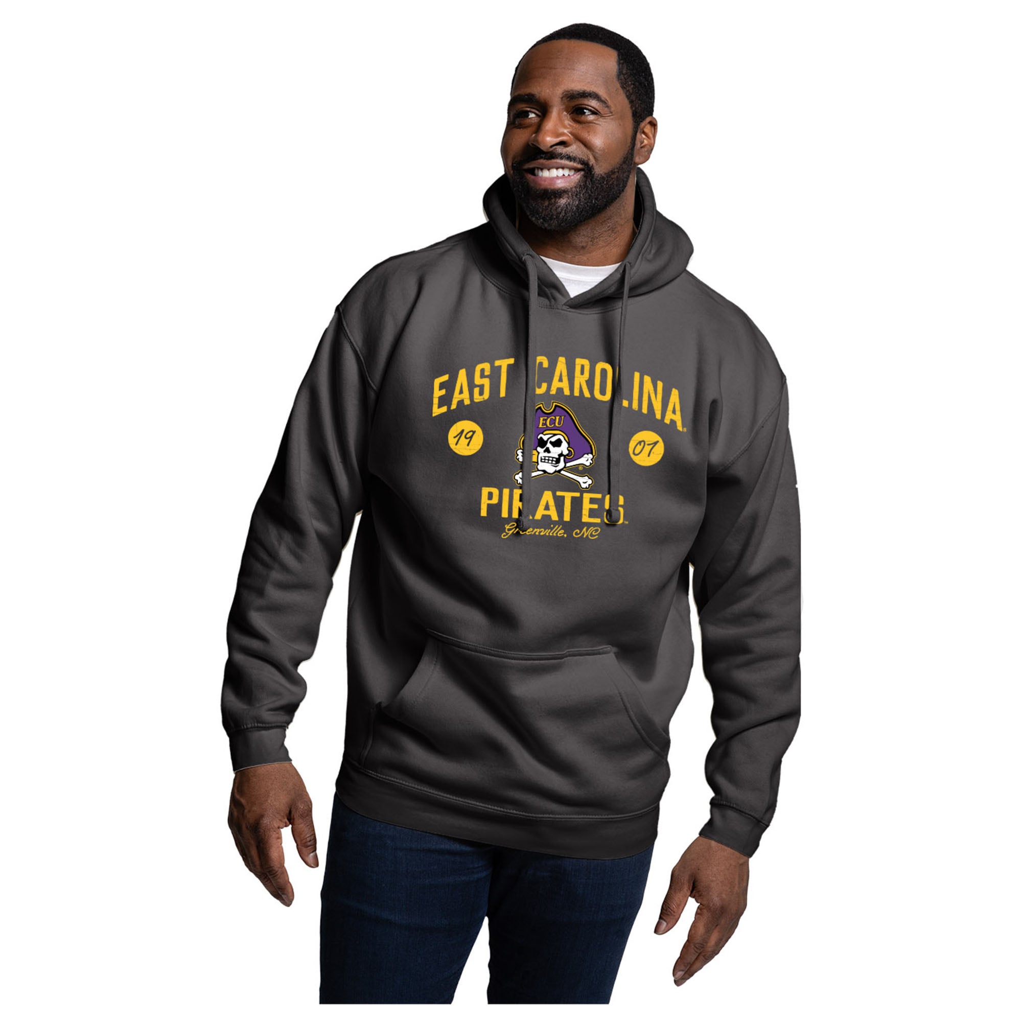 Men's League Collegiate Wear  Black ECU Pirates Essentials 2.0 Fleece Pullover Hoodie