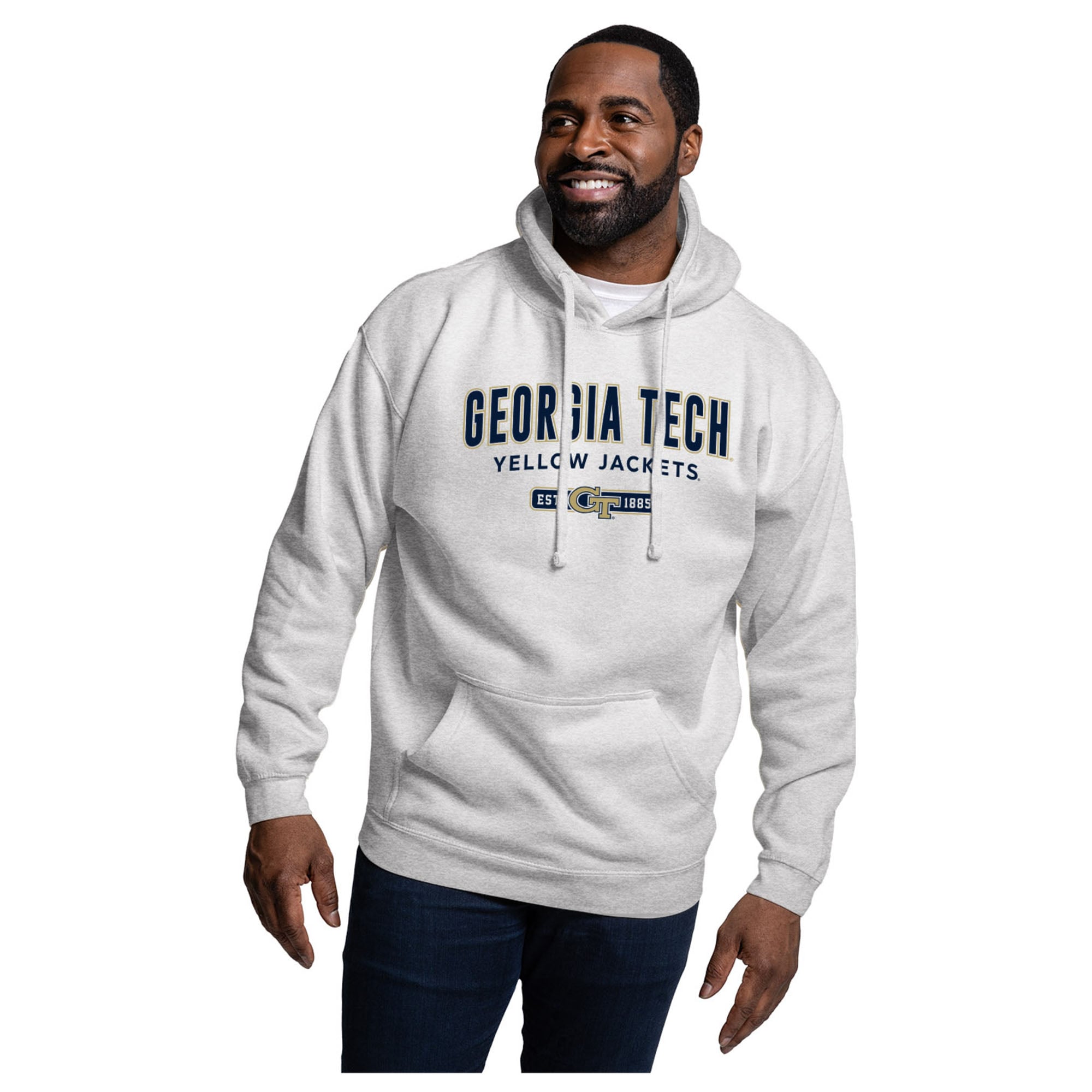 Men's League Collegiate Wear  Heather Gray Georgia Tech Yellow Jackets Essentials 2.0 Fleece Pullover Hoodie