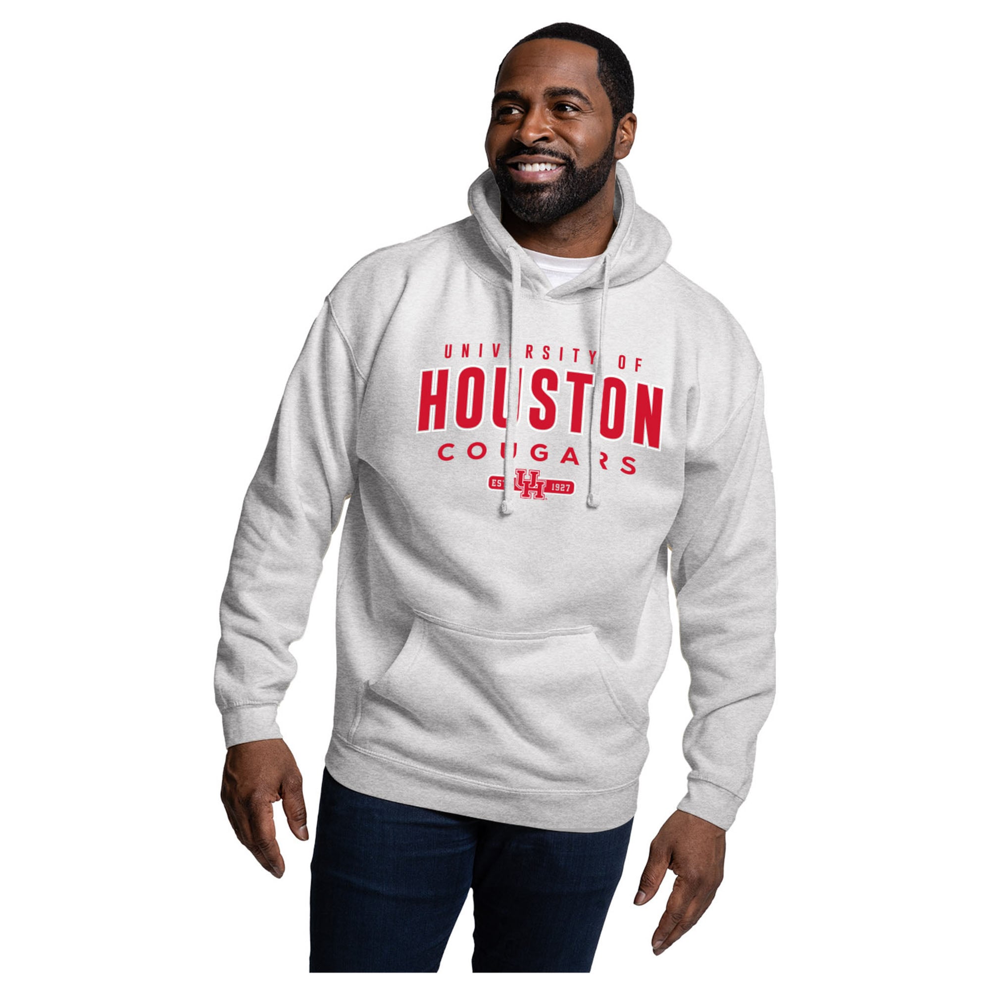 Men's League Collegiate Wear  Heather Gray Houston Cougars Essentials 2.0 Fleece Pullover Hoodie