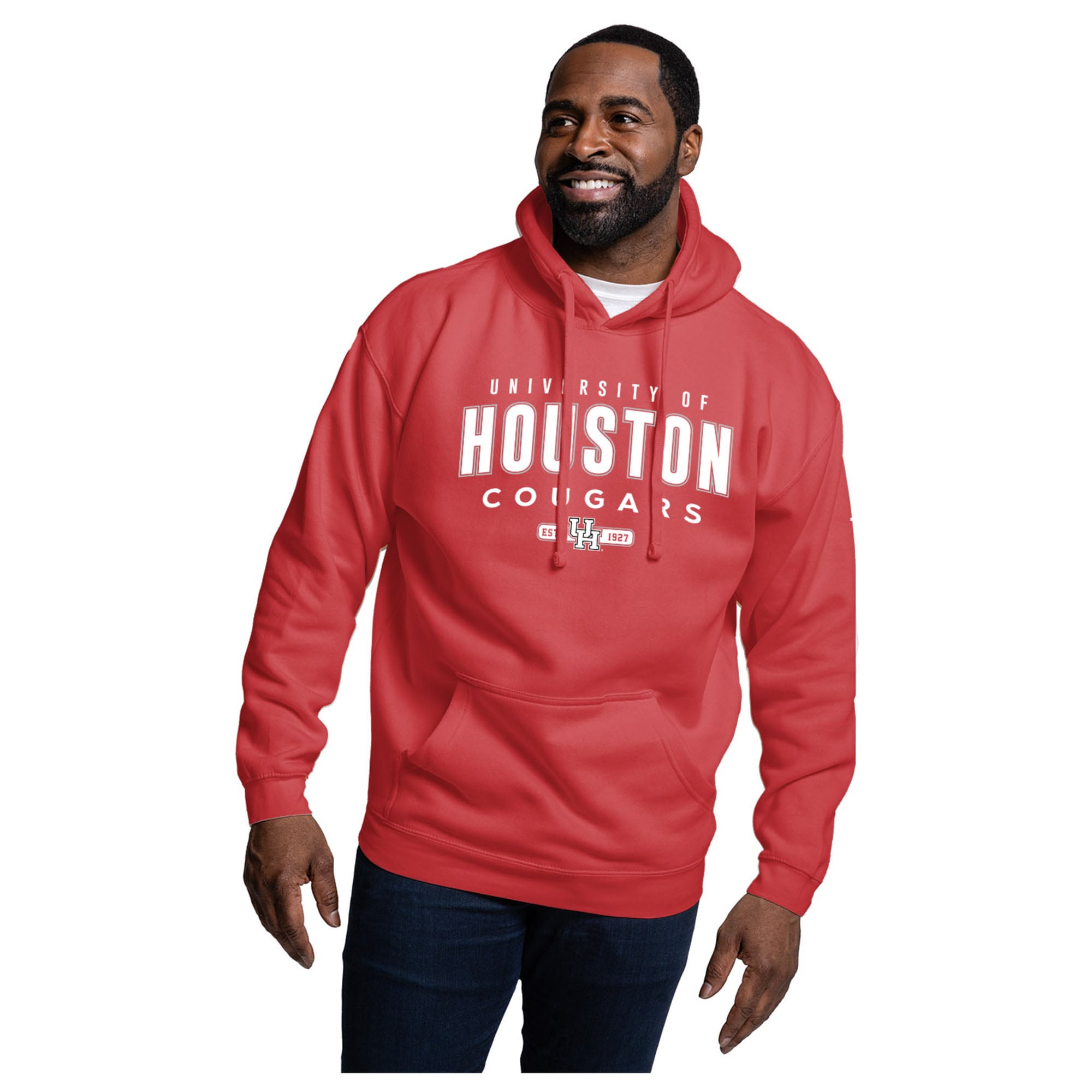 Men's League Collegiate Wear  Red Houston Cougars Essentials 2.0 Fleece Pullover Hoodie