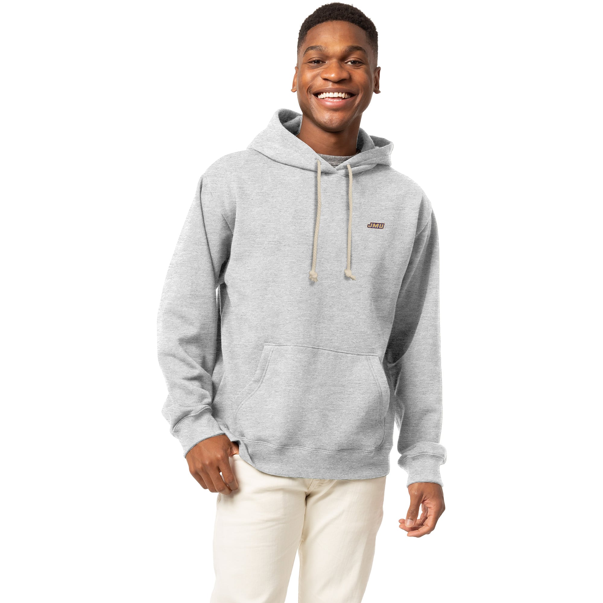 Men's League Collegiate Wear  Heather Gray James Madison Dukes Essentials 2.0 Fleece Pullover Hoodie