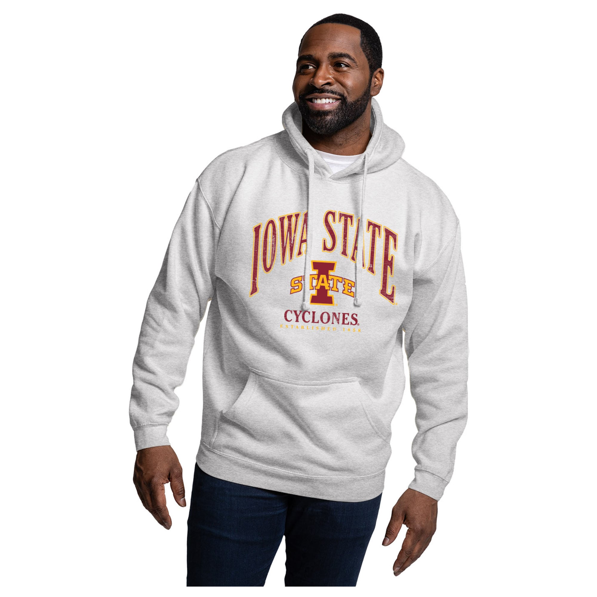 Men's League Collegiate Wear  Heather Gray Iowa State Cyclones Essentials 2.0 Fleece Pullover Hoodie