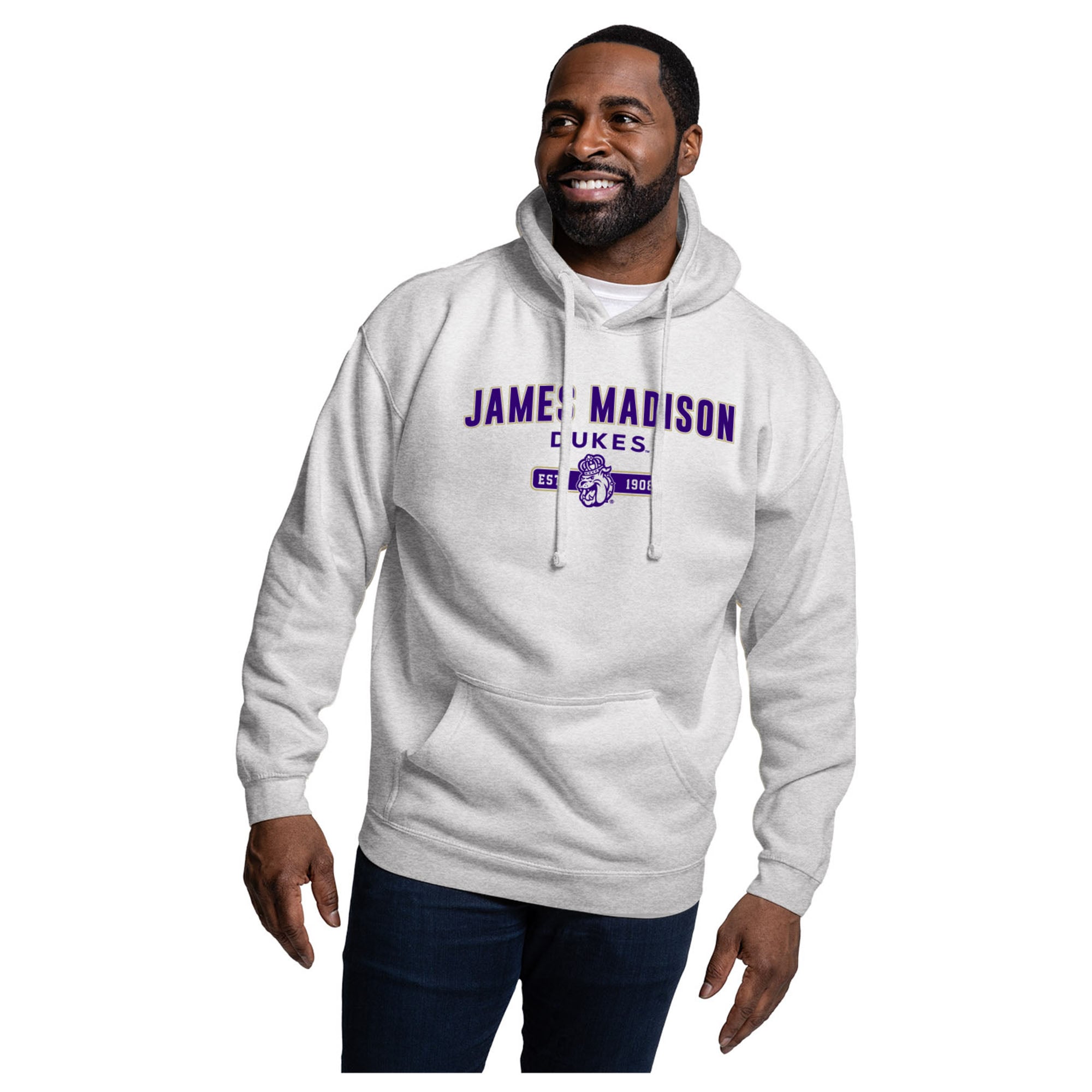 Men's League Collegiate Wear  Heather Gray James Madison Dukes Essentials 2.0 Fleece Pullover Hoodie