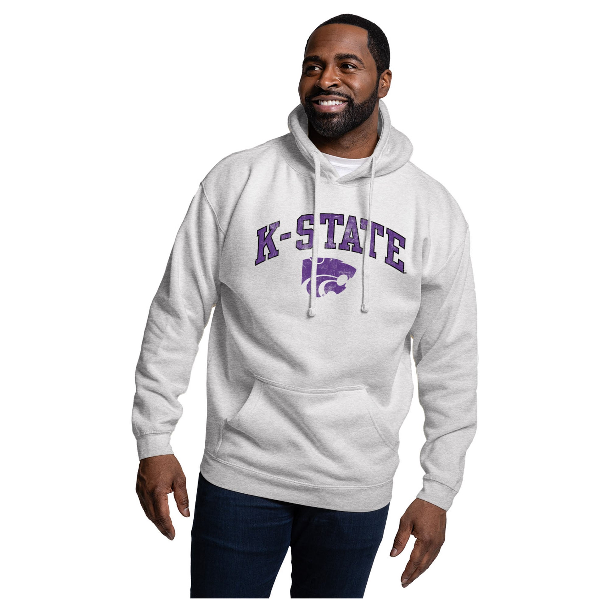 Men's League Collegiate Wear  Heather Gray Kansas State Wildcats Essentials 2.0 Fleece Pullover Hoodie