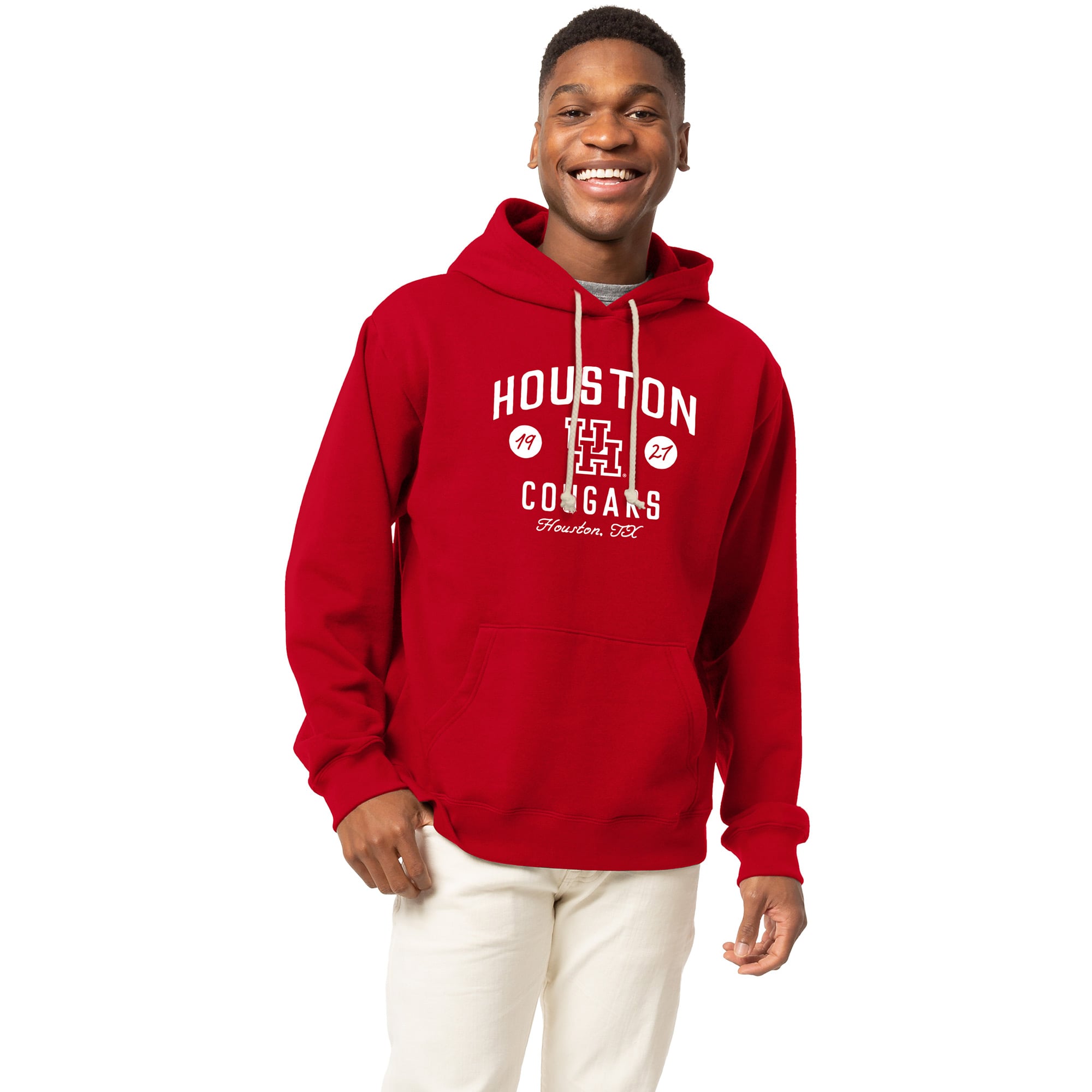 Men's League Collegiate Wear  Red Houston Cougars Essentials 2.0 Fleece Pullover Hoodie