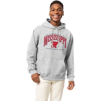 Men's League Collegiate Wear  Heather Gray Ole Miss Rebels Essentials 2.0 Fleece Pullover Hoodie