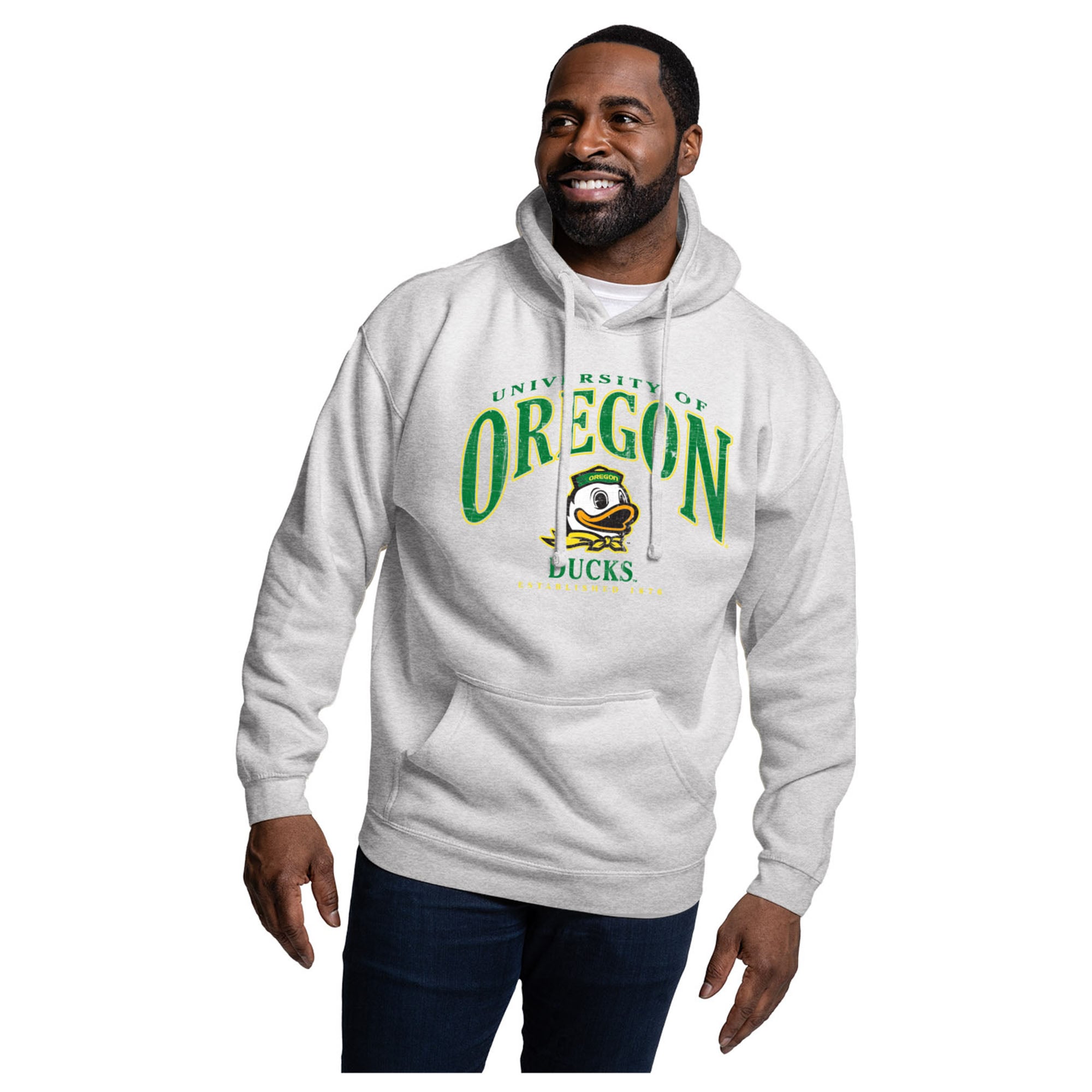 Men's League Collegiate Wear  Heather Gray Oregon Ducks Essentials 2.0 Fleece Pullover Hoodie