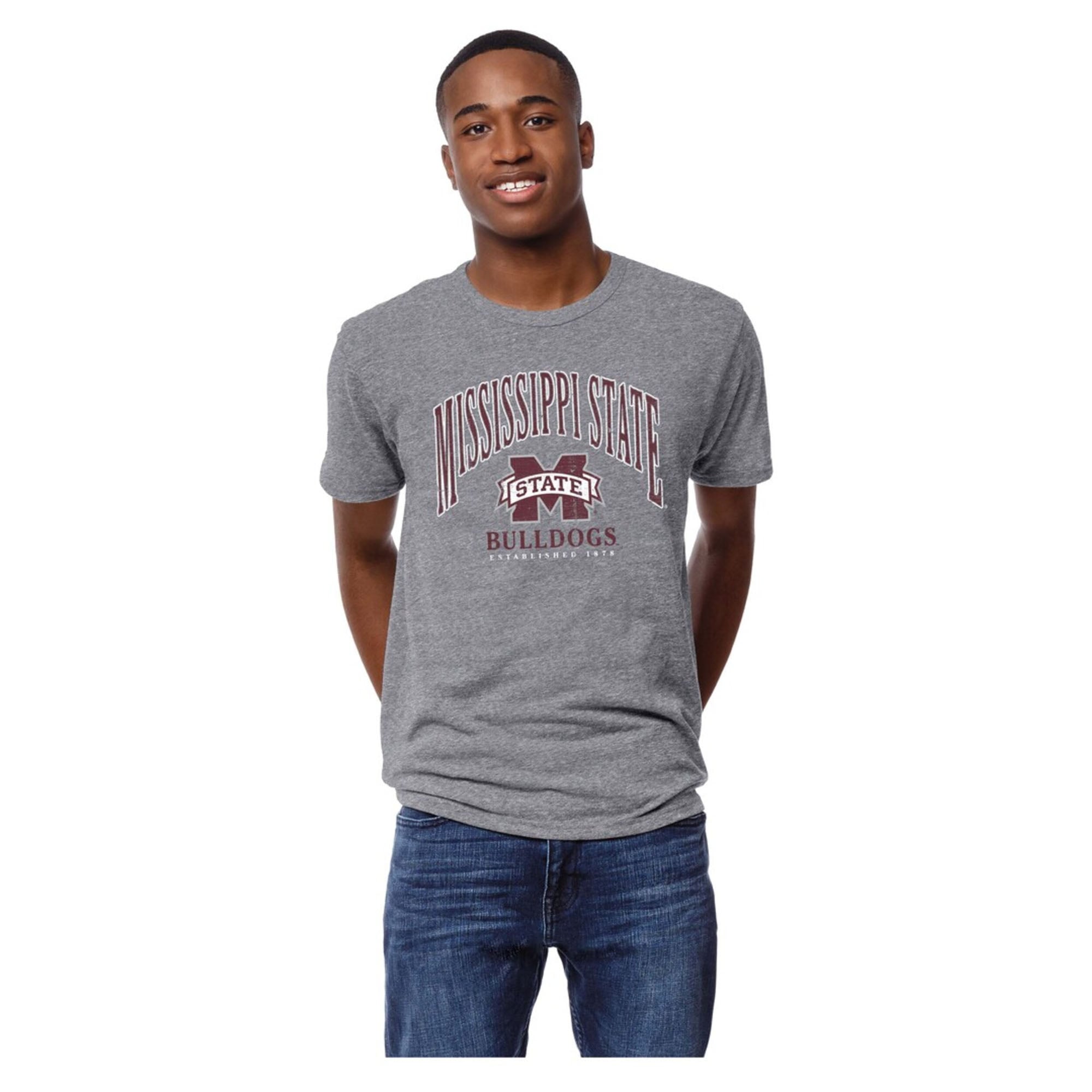Men's League Collegiate Wear Heather Gray Mississippi State Bulldogs Victory Falls Tri-Blend T-Shirt