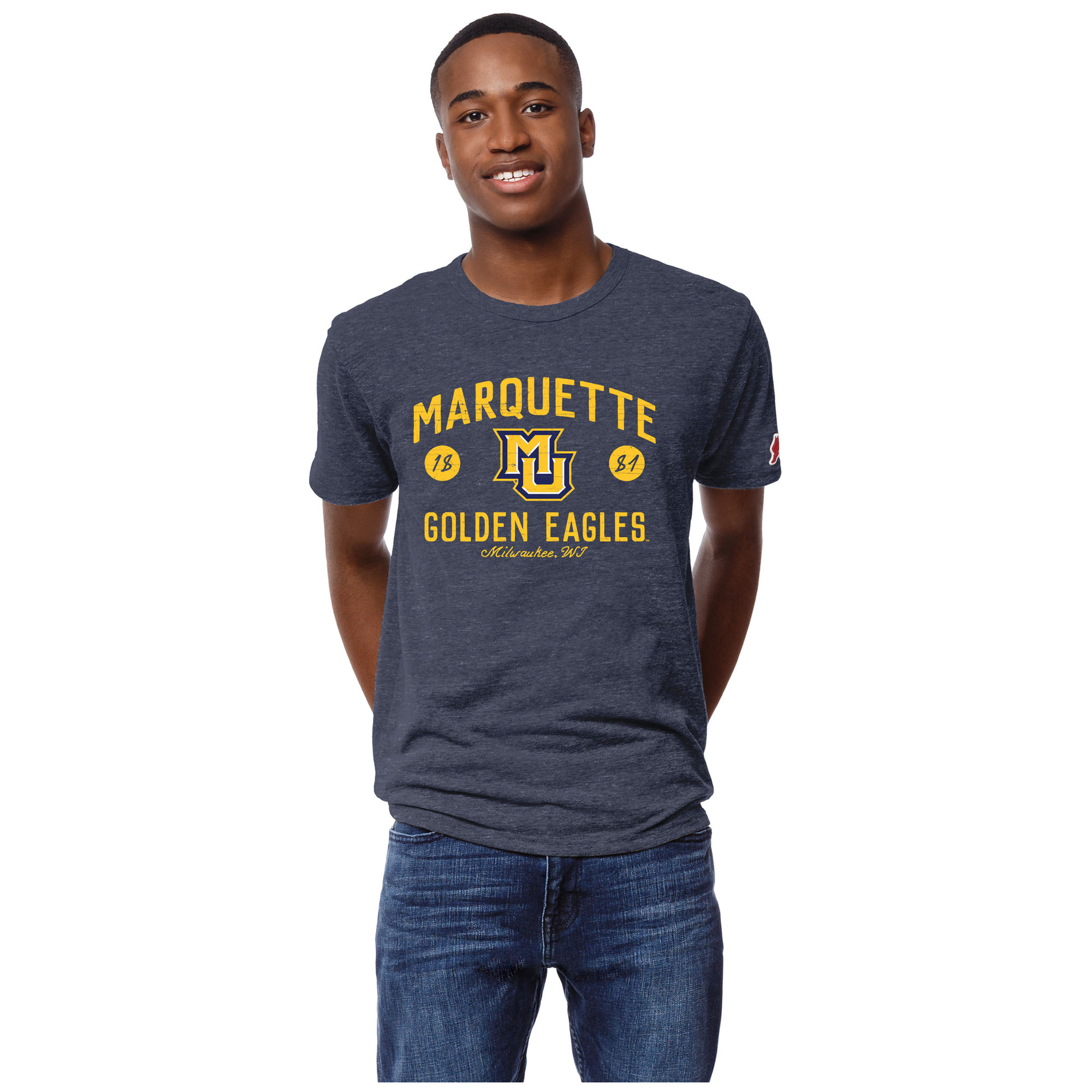 Men’s League Collegiate Wear Heather Navy Marquette Golden Eagles Victory Falls Tri-Blend T-Shirt Men’s League Collegiate Wear Heather Navy Marquette Golden Eagles Victory Falls Tri-Blend T-Shirt