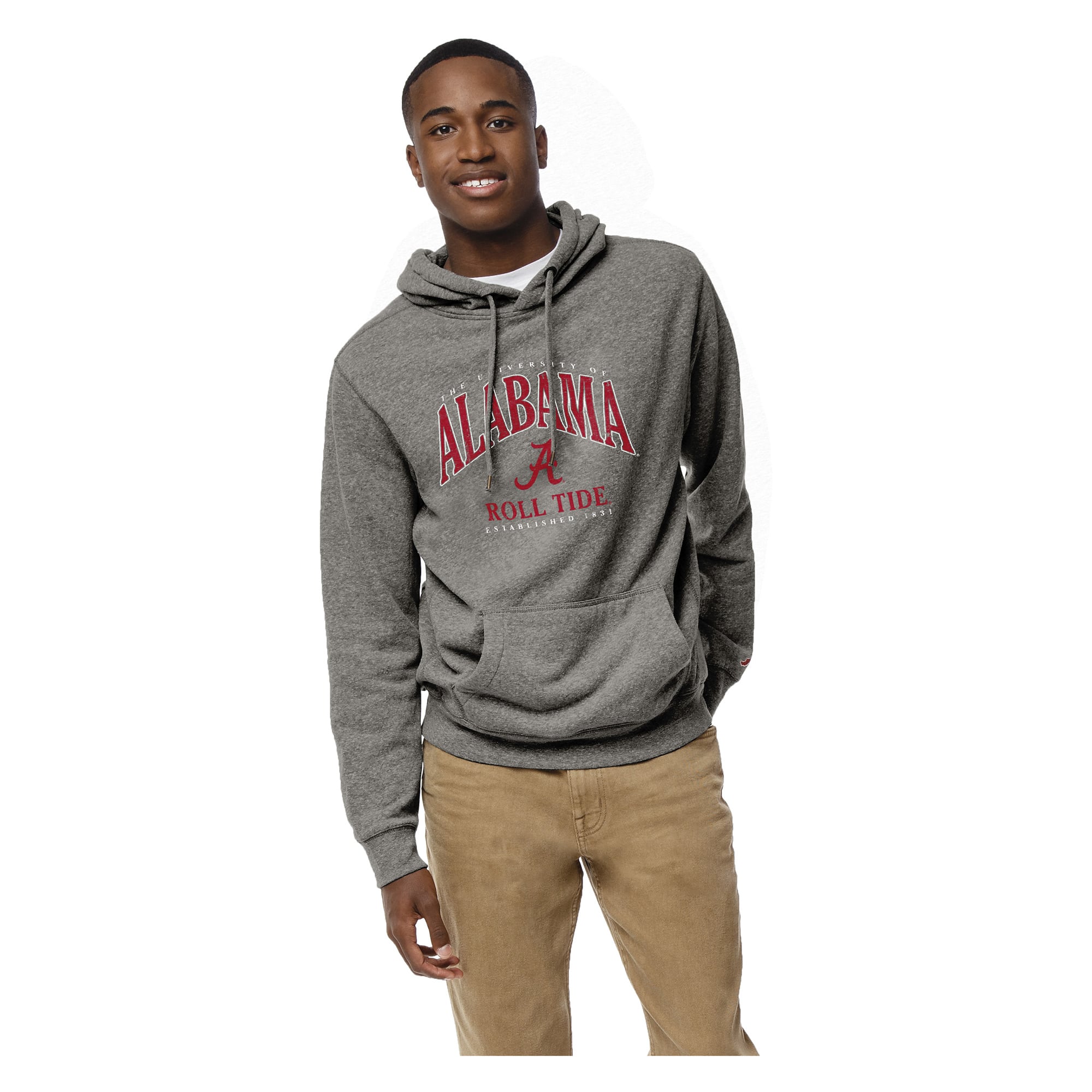 Men's League Collegiate Wear Heather Gray Alabama Crimson Tide Heritage Tri-Blend Pullover Hoodie