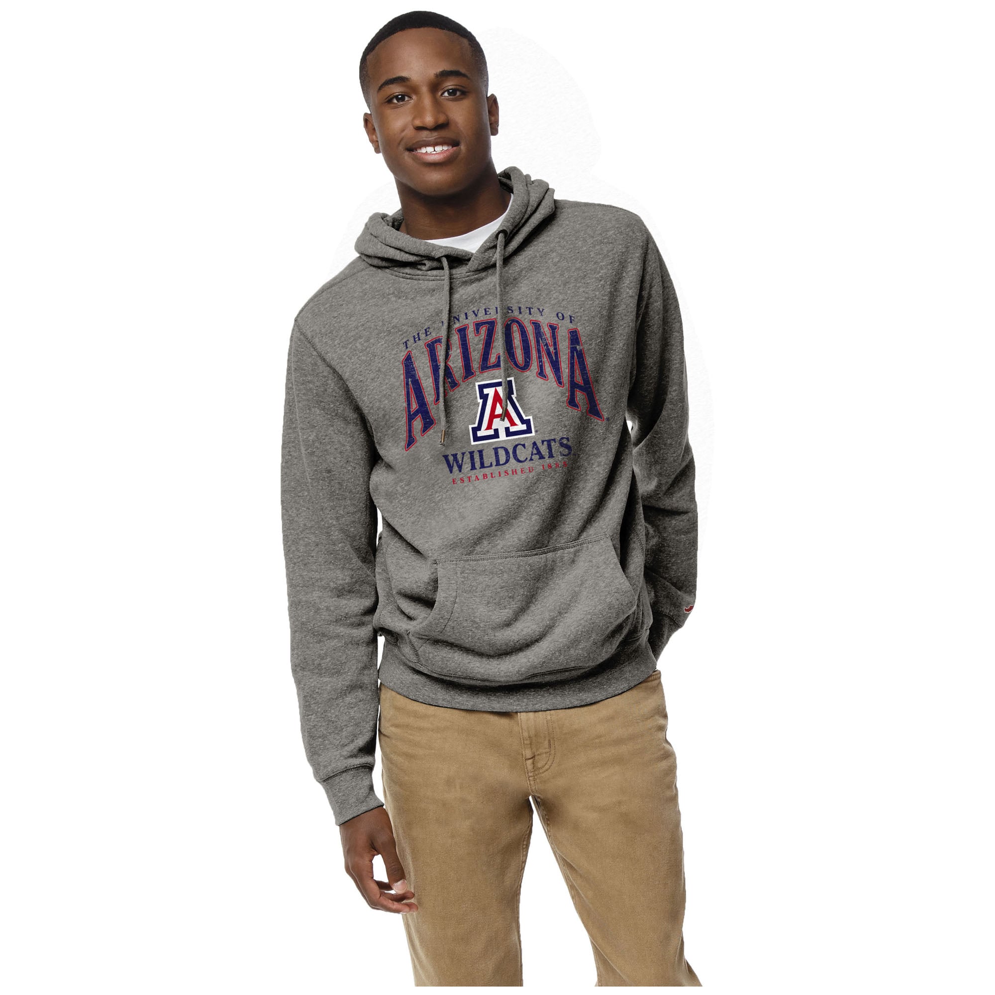 Men's League Collegiate Wear Heather Gray Arizona Wildcats Heritage Tri-Blend Pullover Hoodie