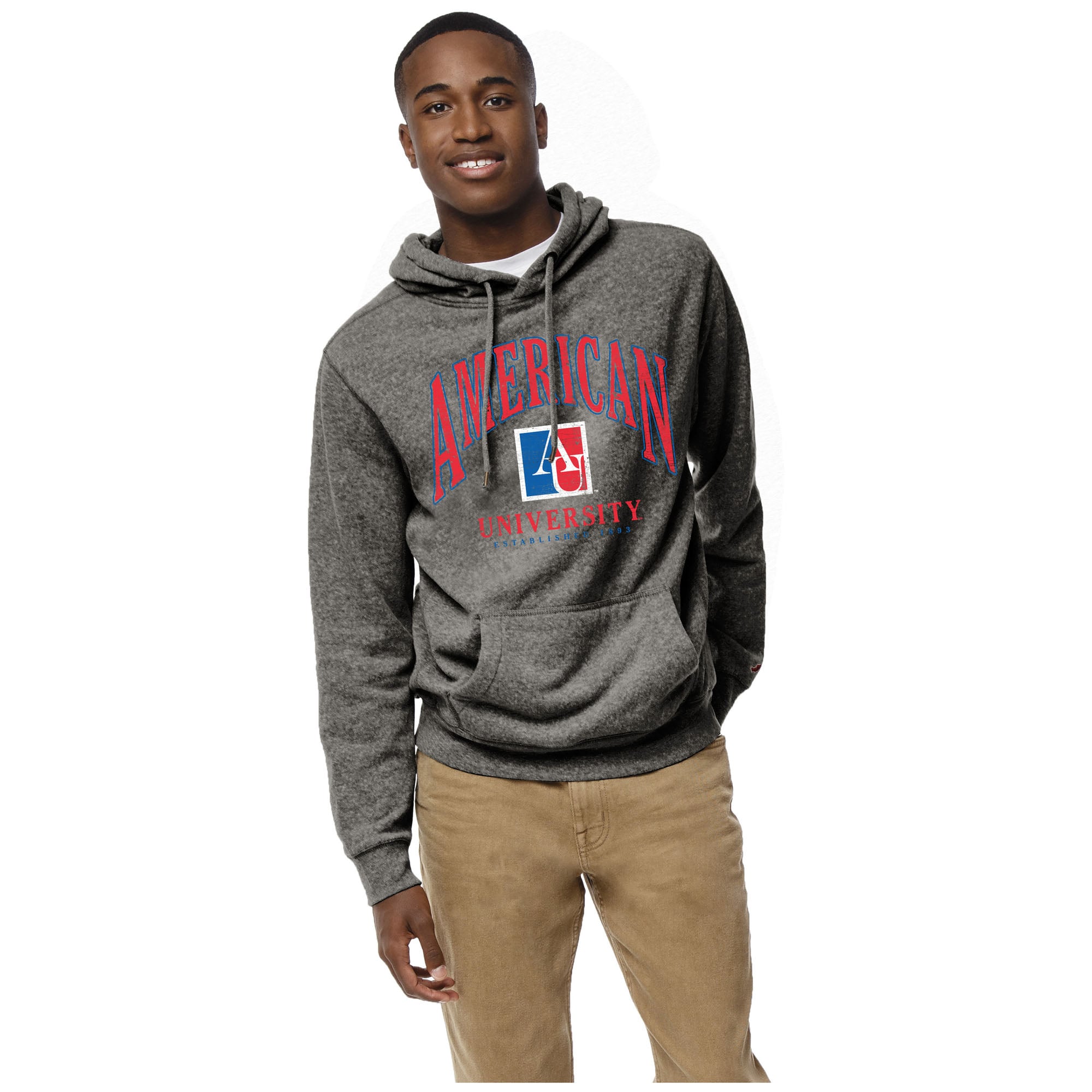 Men's League Collegiate Wear Heather Gray American University Eagles Heritage Tri-Blend Pullover Hoodie