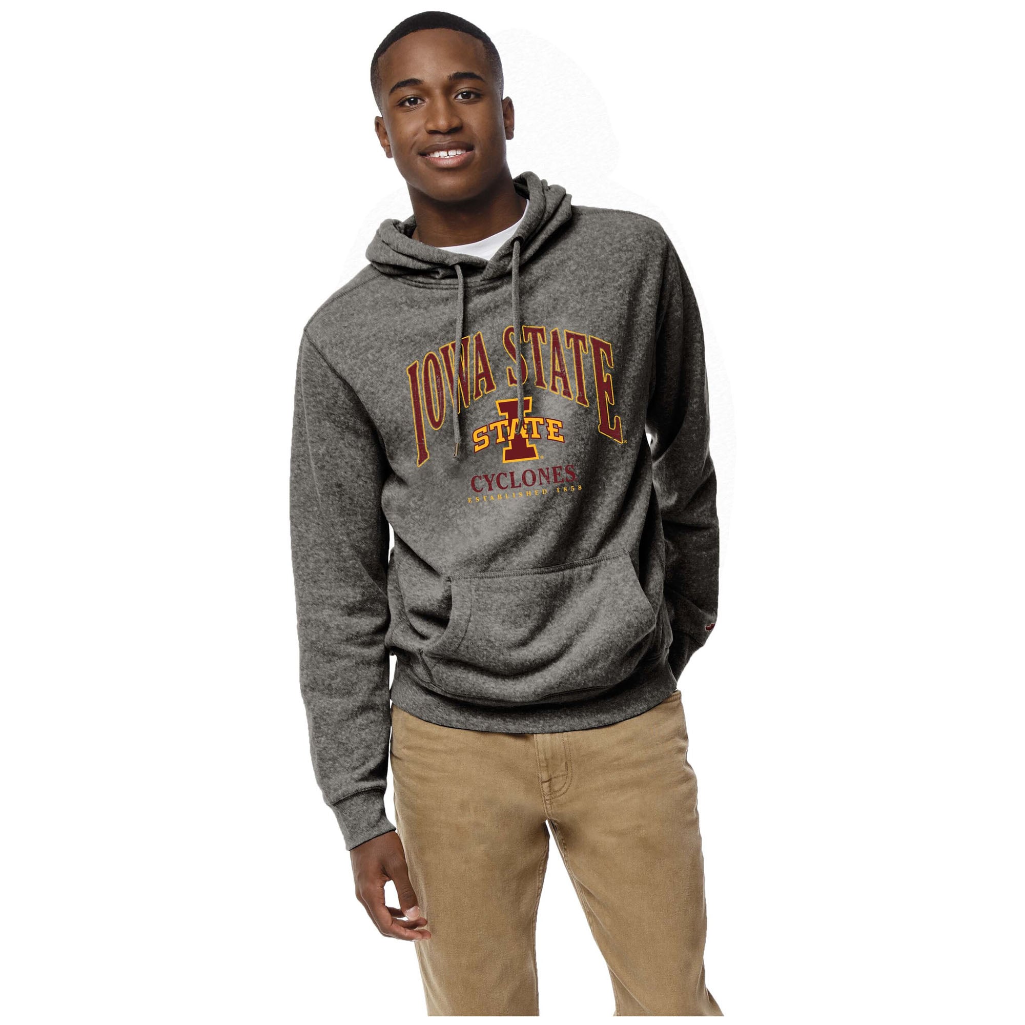 Men's League Collegiate Wear Heather Gray Iowa State Cyclones Heritage Tri-Blend Pullover Hoodie