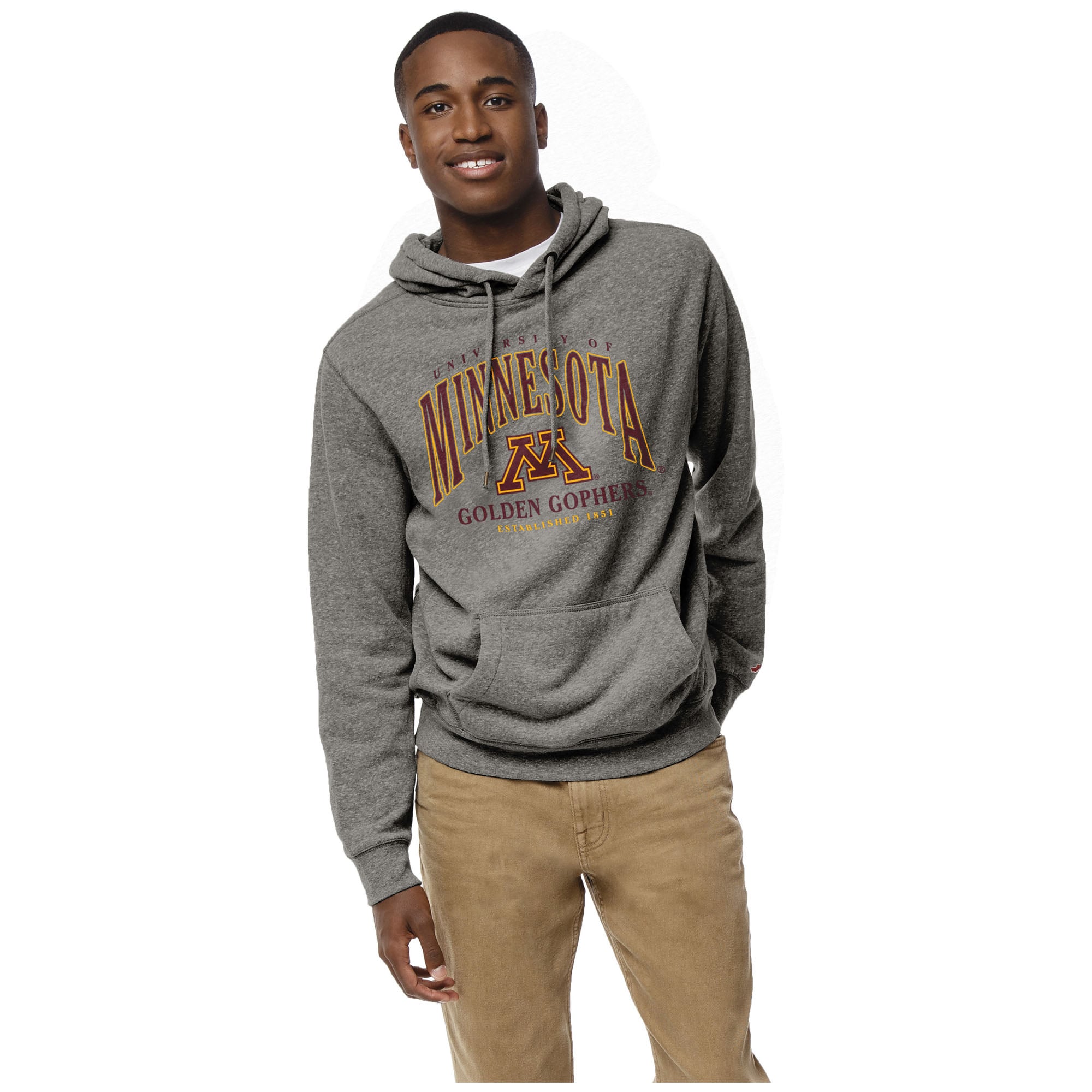 Men's League Collegiate Wear Heather Gray Minnesota Golden Gophers Heritage Tri-Blend Pullover Hoodie