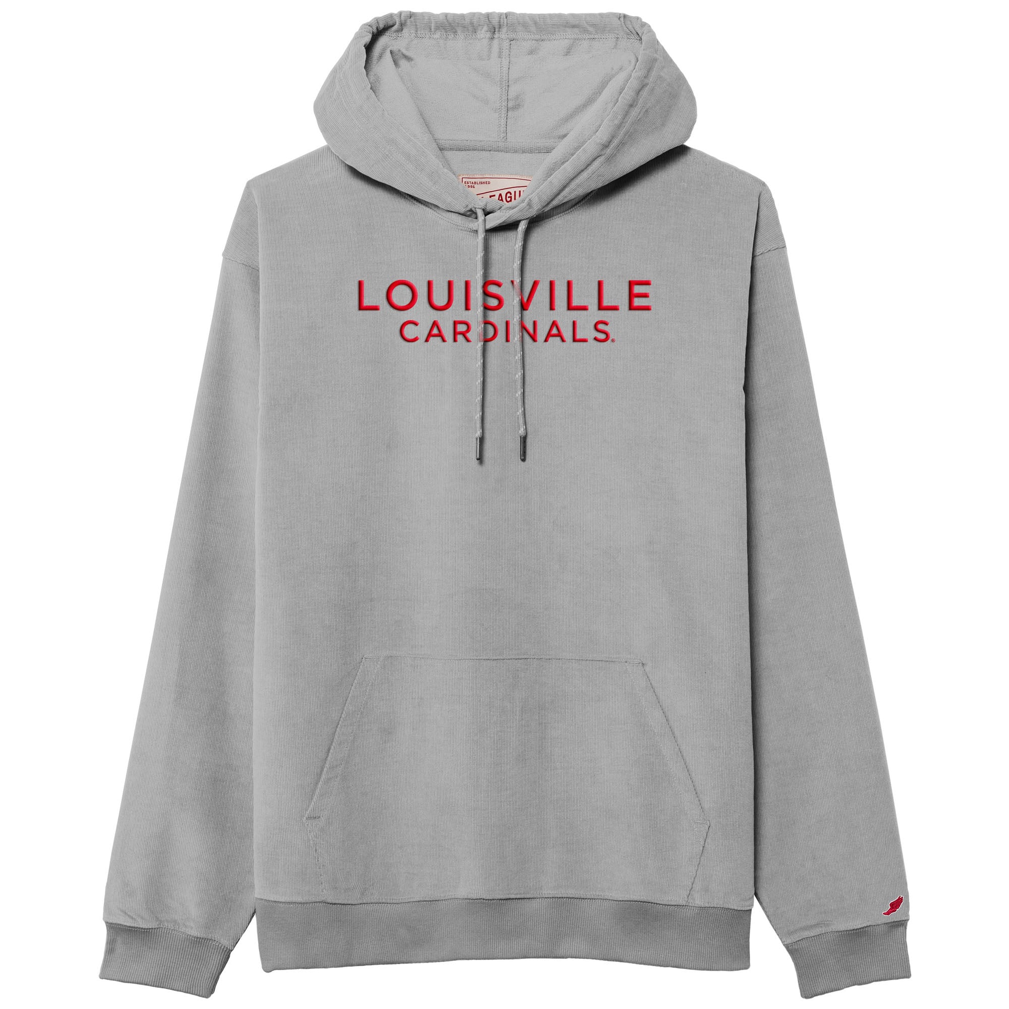 Men's League Collegiate Wear Gray Louisville Cardinals Stretch Cord Pullover Hoodie