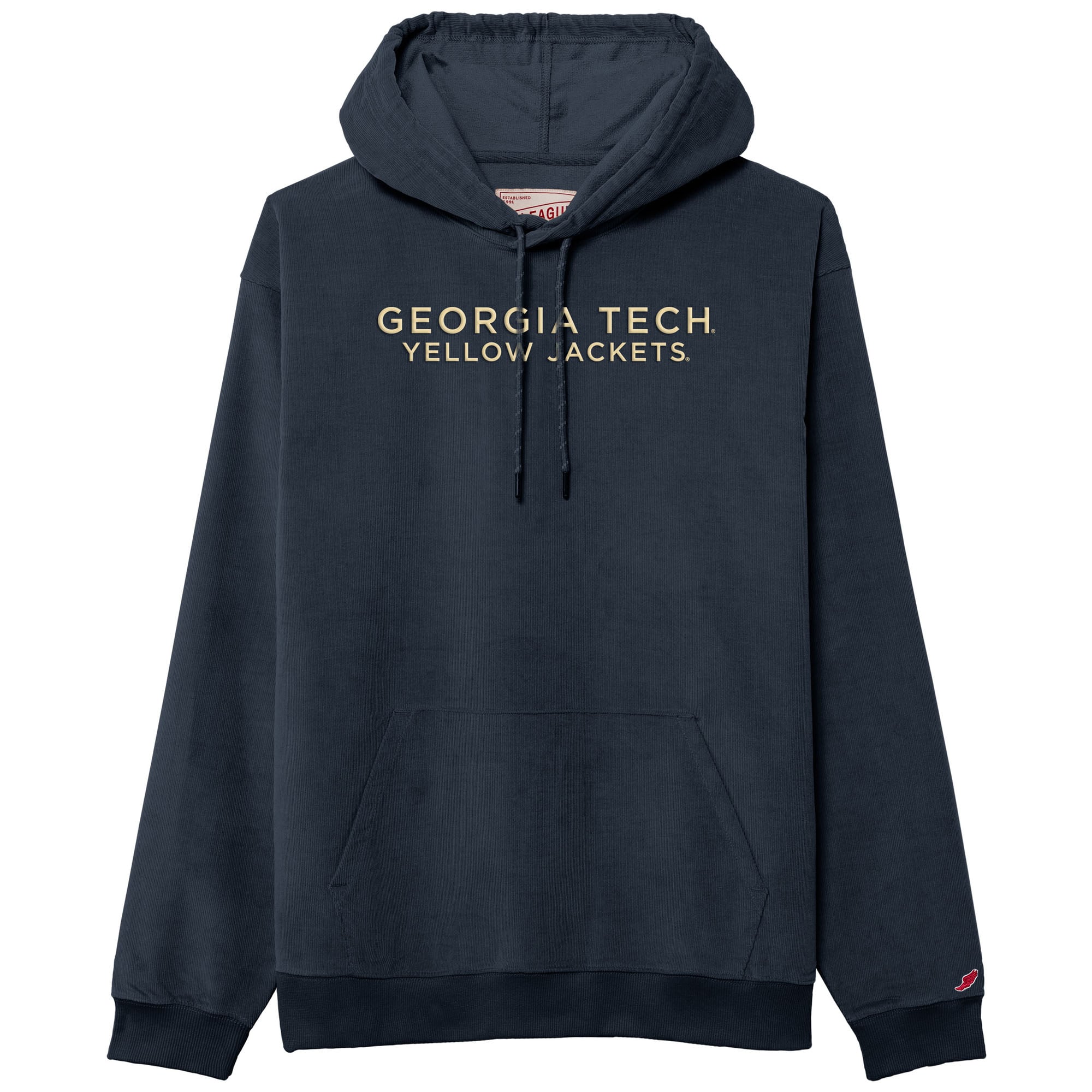 Men's League Collegiate Wear Navy Georgia Tech Yellow Jackets Stretch Cord Pullover Hoodie