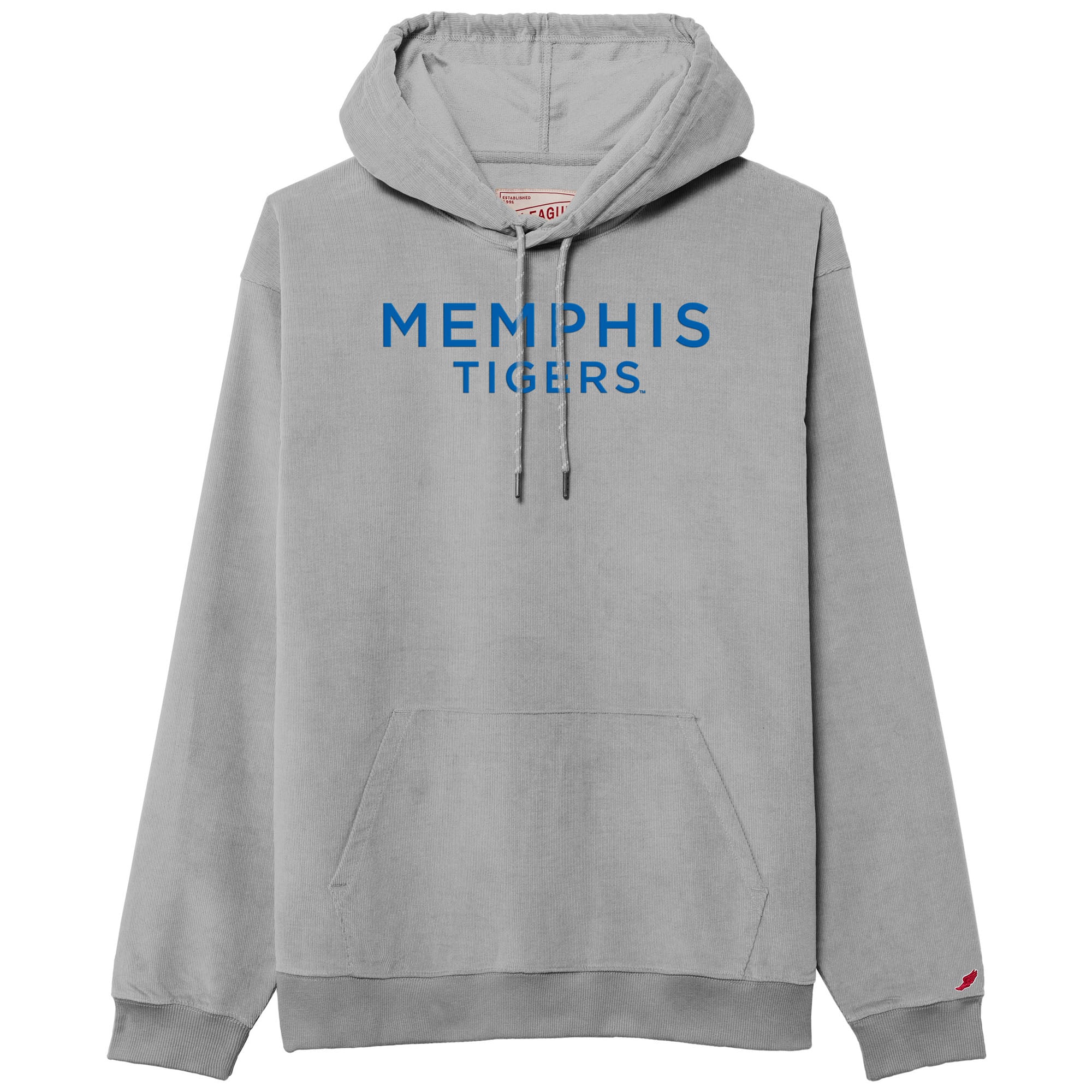 Men's League Collegiate Wear Gray Memphis Tigers Stretch Cord Pullover Hoodie